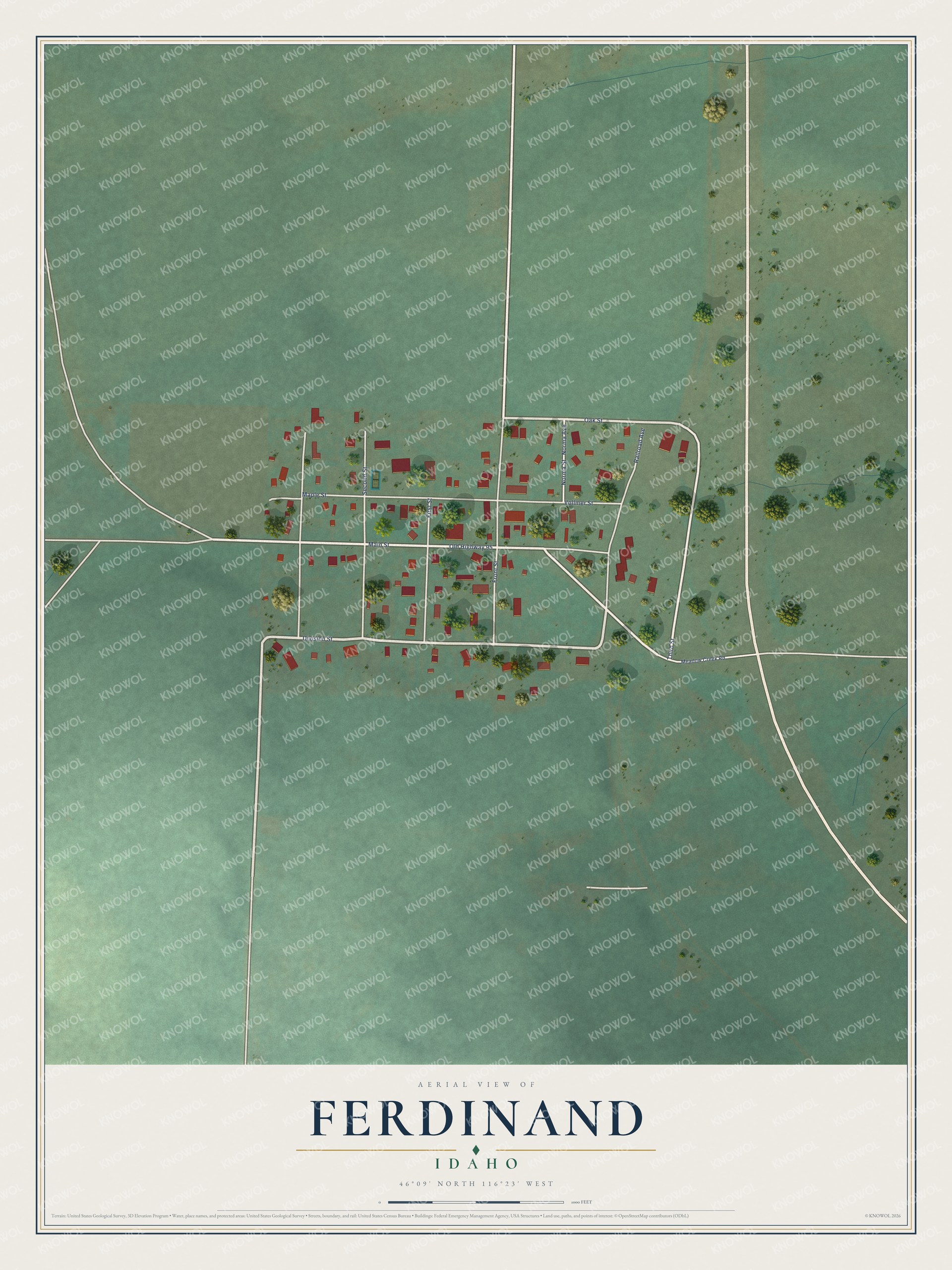 Watermarked full-map preview of Ferdinand, Idaho