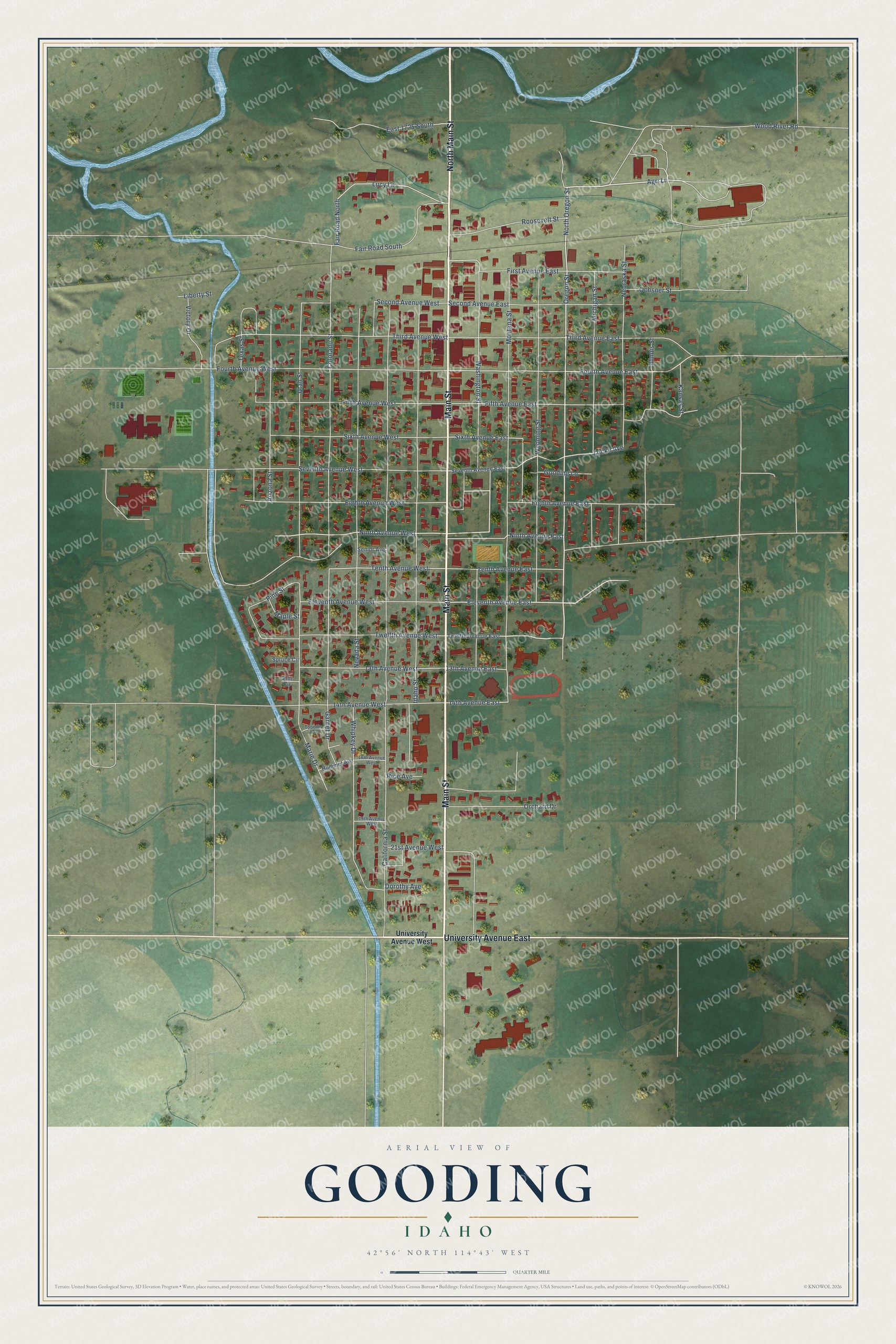 Watermarked full-map preview of Gooding, Idaho