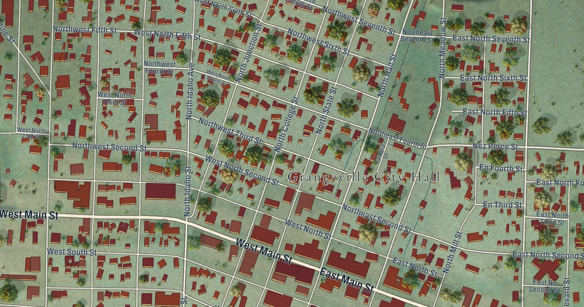 Map of Grangeville, Idaho in 2026