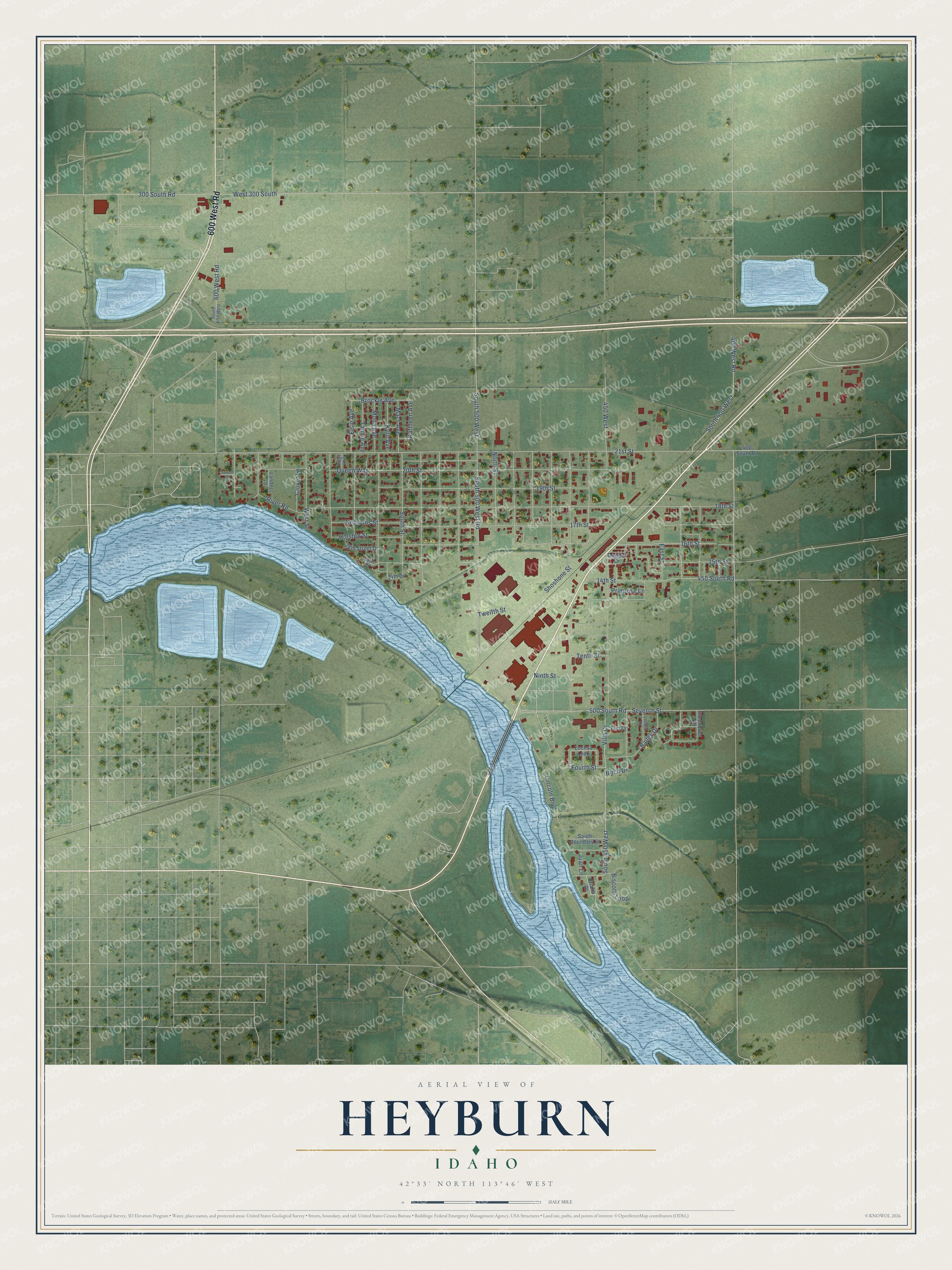 Watermarked full-map preview of Heyburn, Idaho