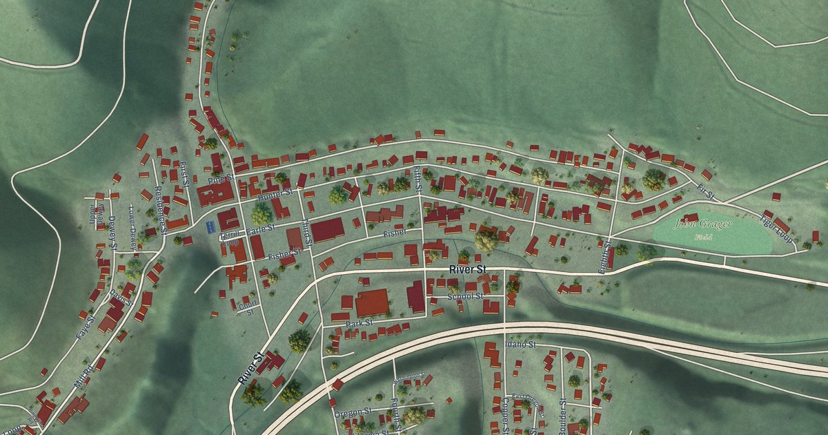 Map of Mullan, Idaho in 2026