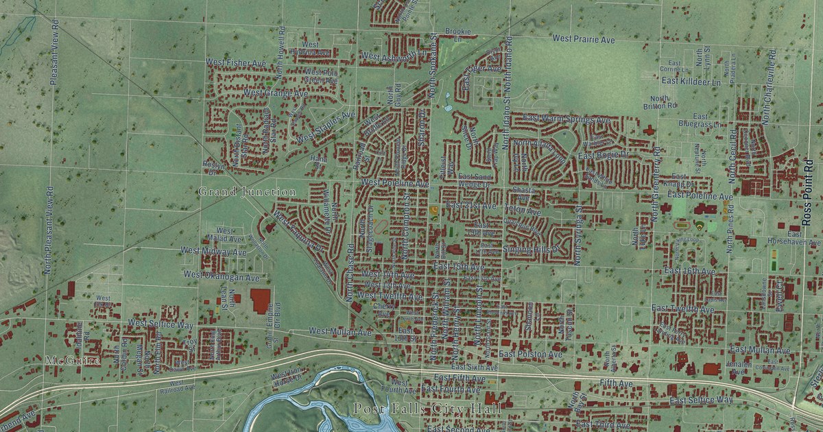 Map of Post Falls, Idaho in 2026