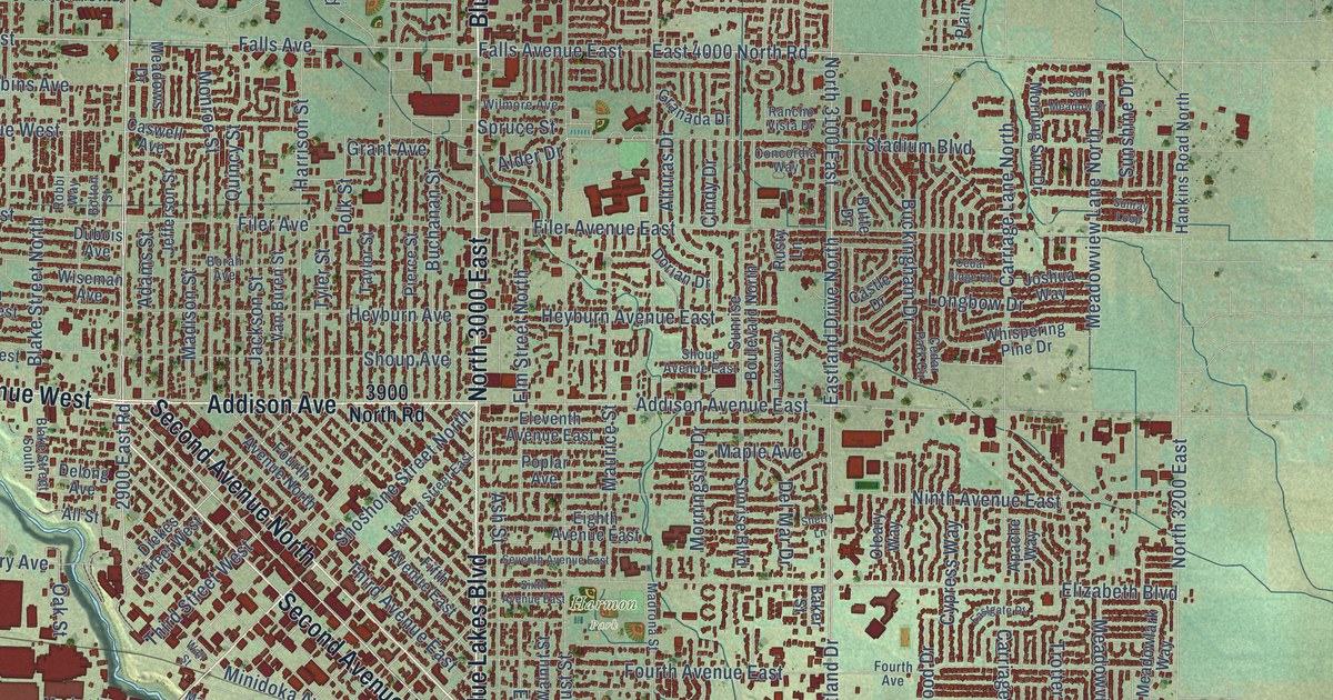 Map of Twin Falls, Idaho in 2026