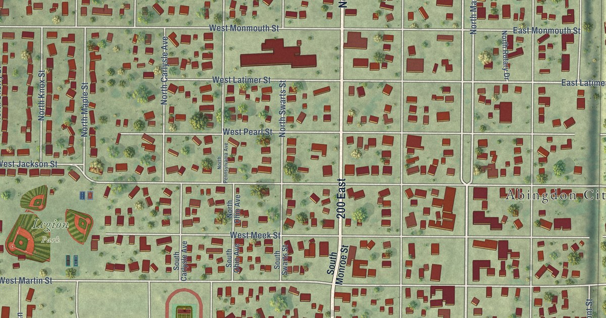 Map of Abingdon, Illinois in 2026