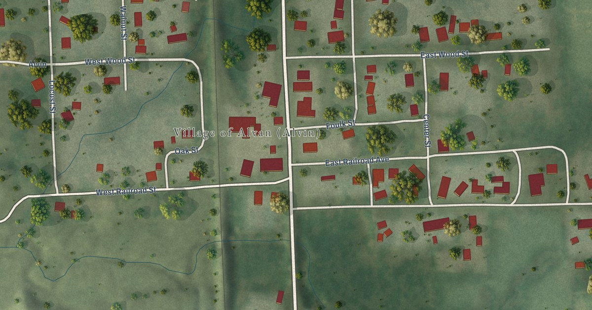 Map of Alvan (Alvin), Illinois in 2026