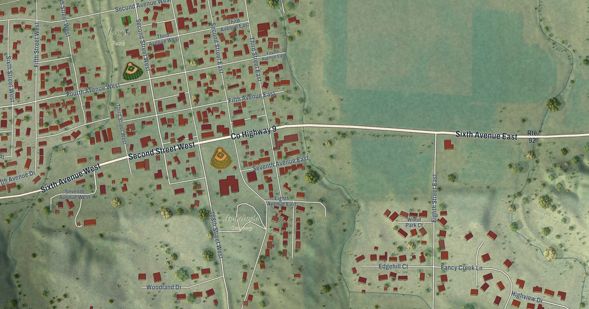 Map of Andalusia, Illinois in 2026