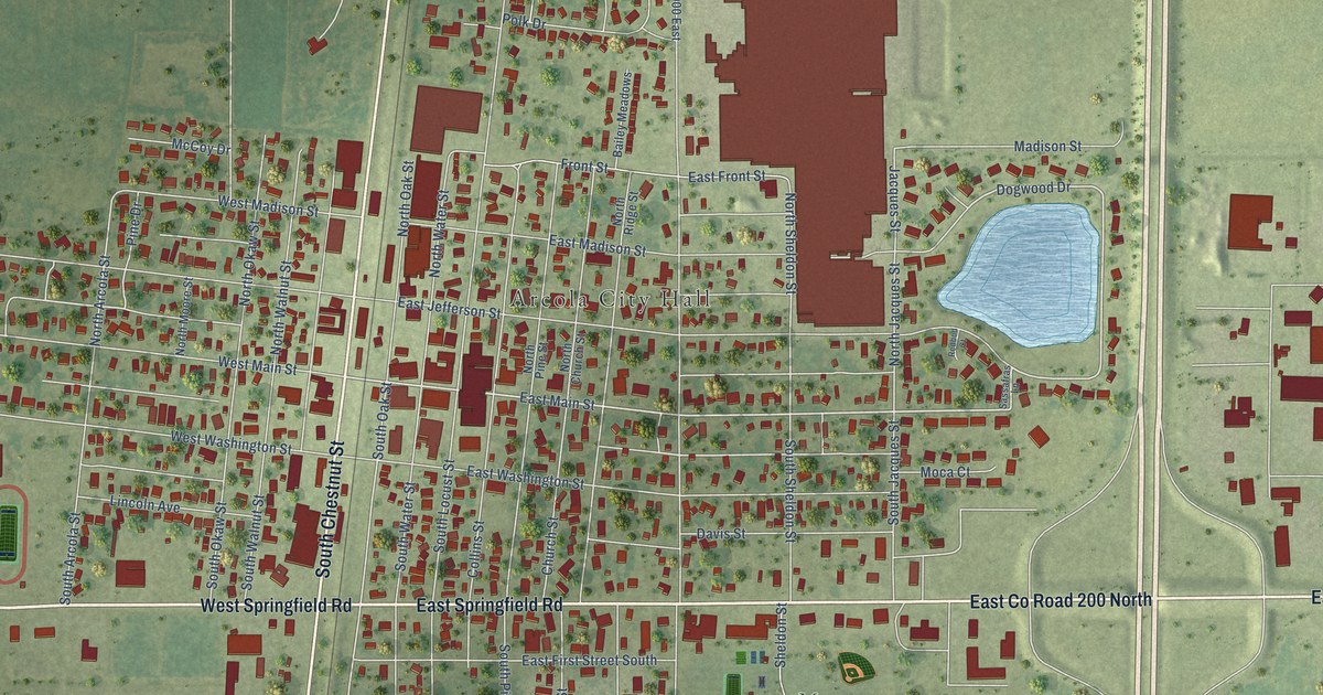 Map of Arcola, Illinois in 2026