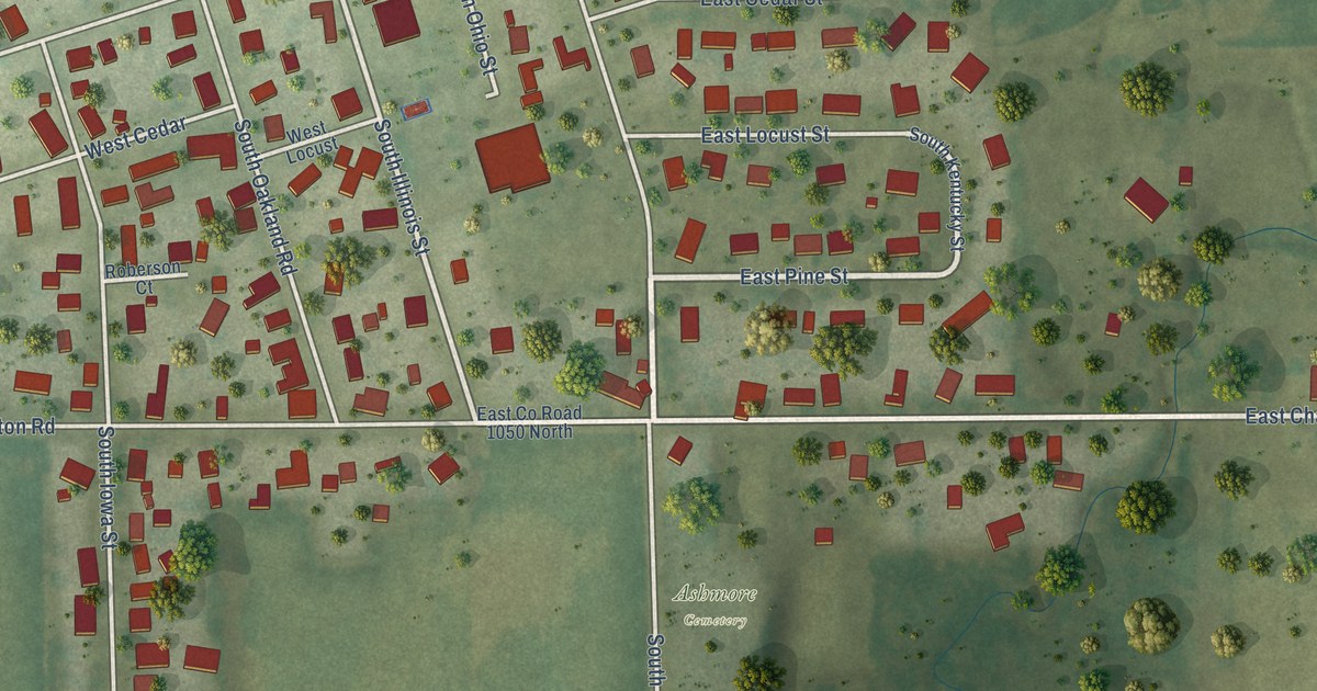 Map of Ashmore, Illinois in 2026