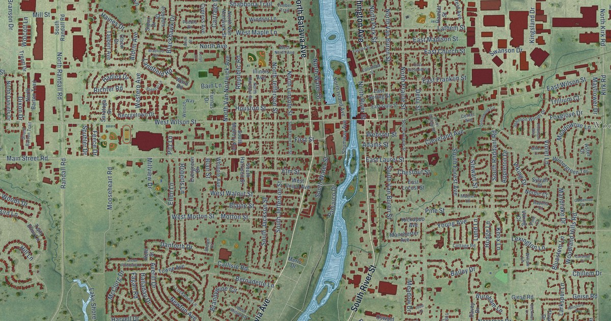 Map of Batavia, Illinois in 2026