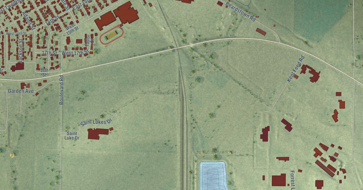 Map of Beardstown, Illinois in 2026