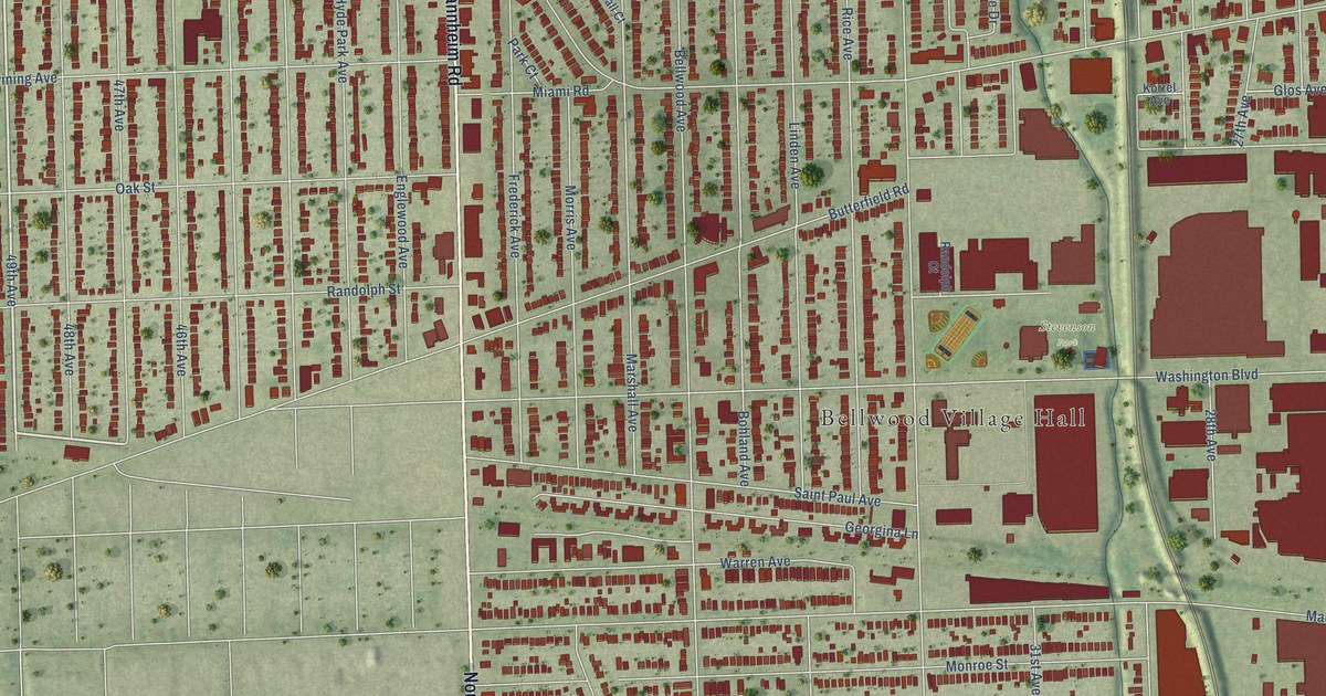 Map of Bellwood, Illinois in 2026