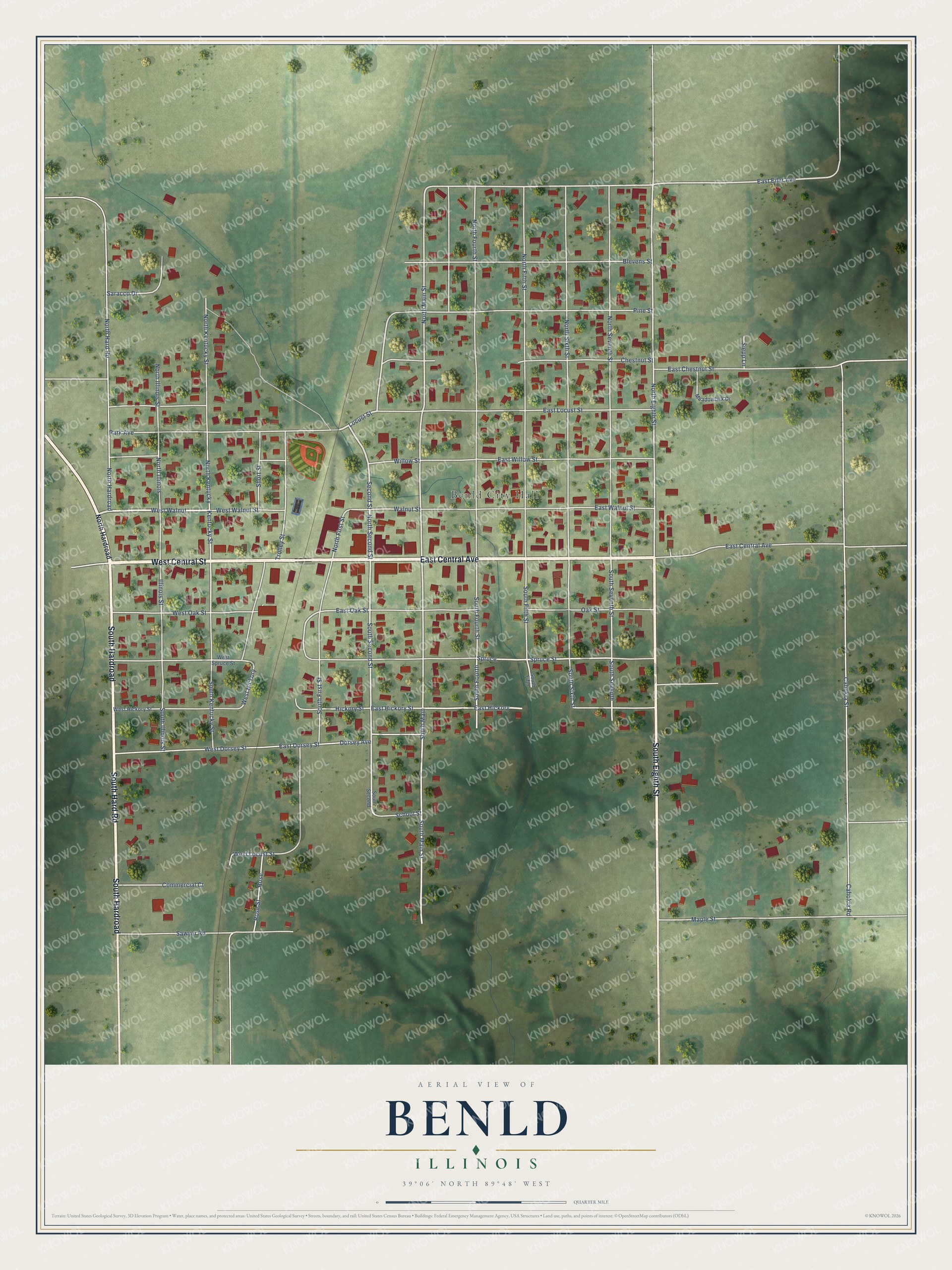Watermarked full-map preview of Benld, Illinois