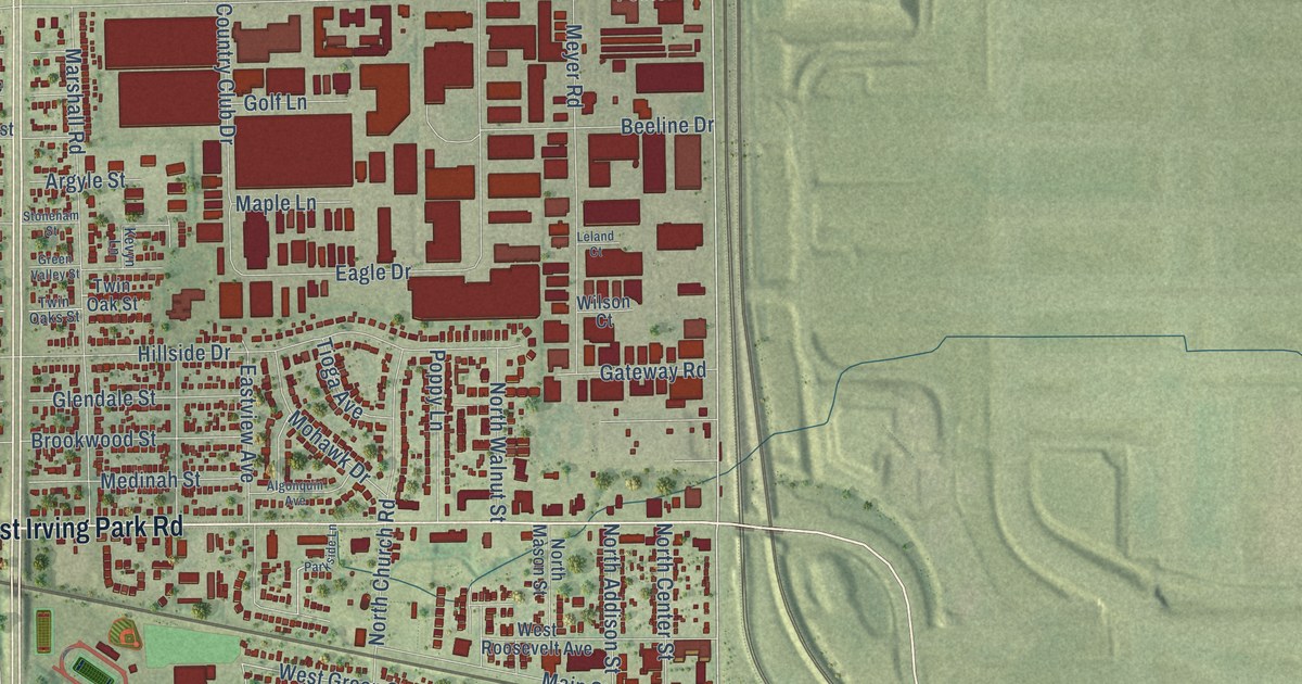 Map of Bensenville, Illinois in 2026
