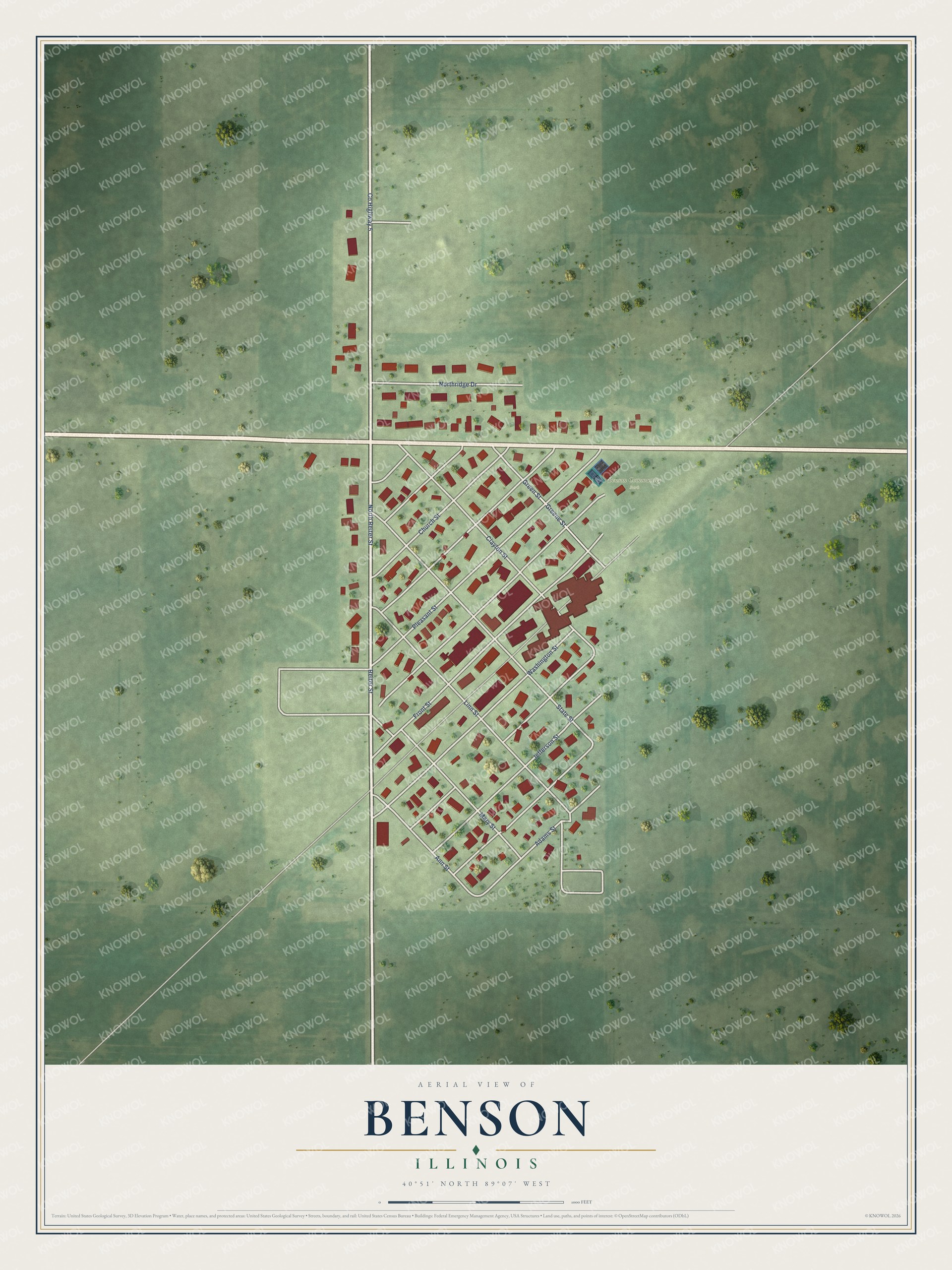 Watermarked full-map preview of Benson, Illinois
