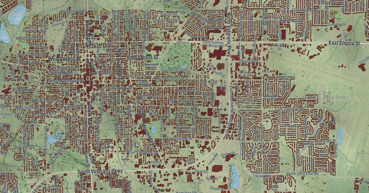 Map of Bloomington, Illinois in 2026