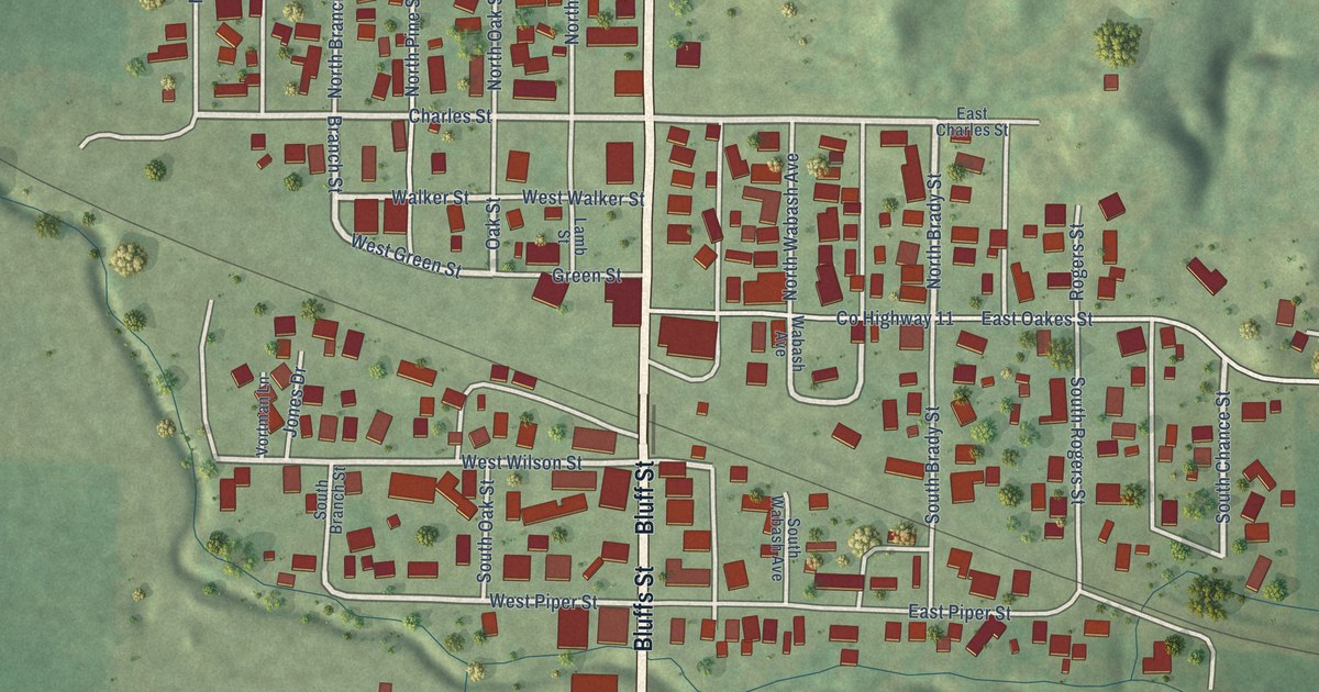 Map of Bluffs, Illinois in 2026