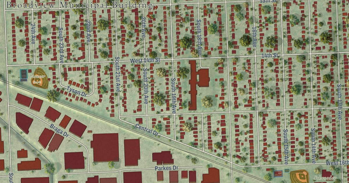 Map of Broadview, Illinois in 2026