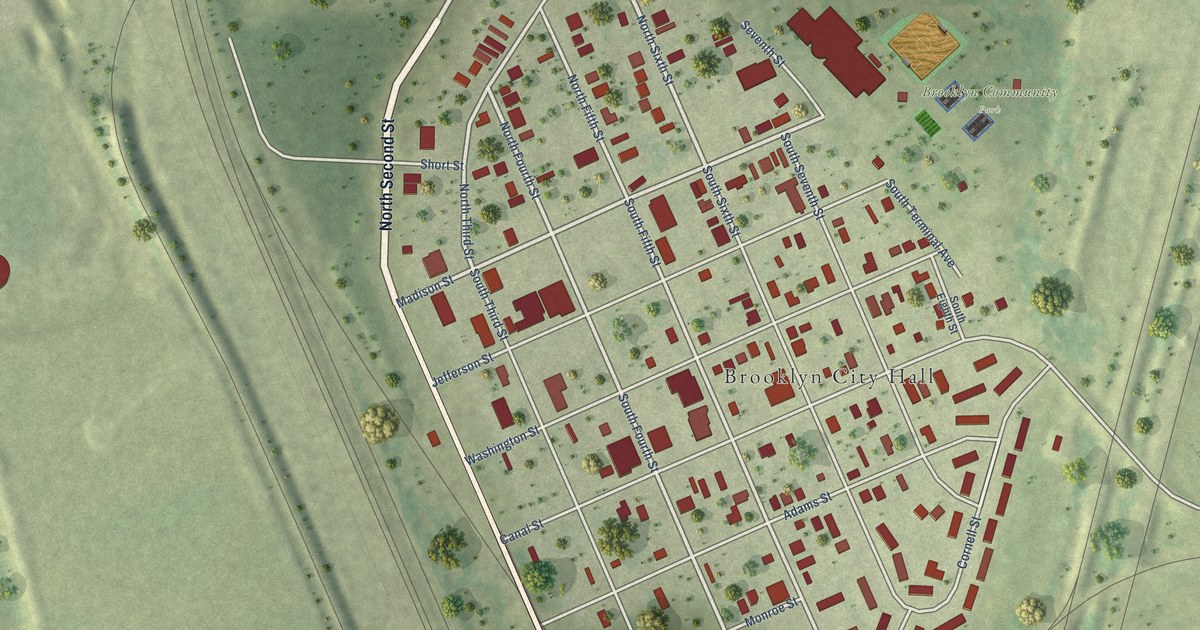 Map of Brooklyn, Illinois in 2026