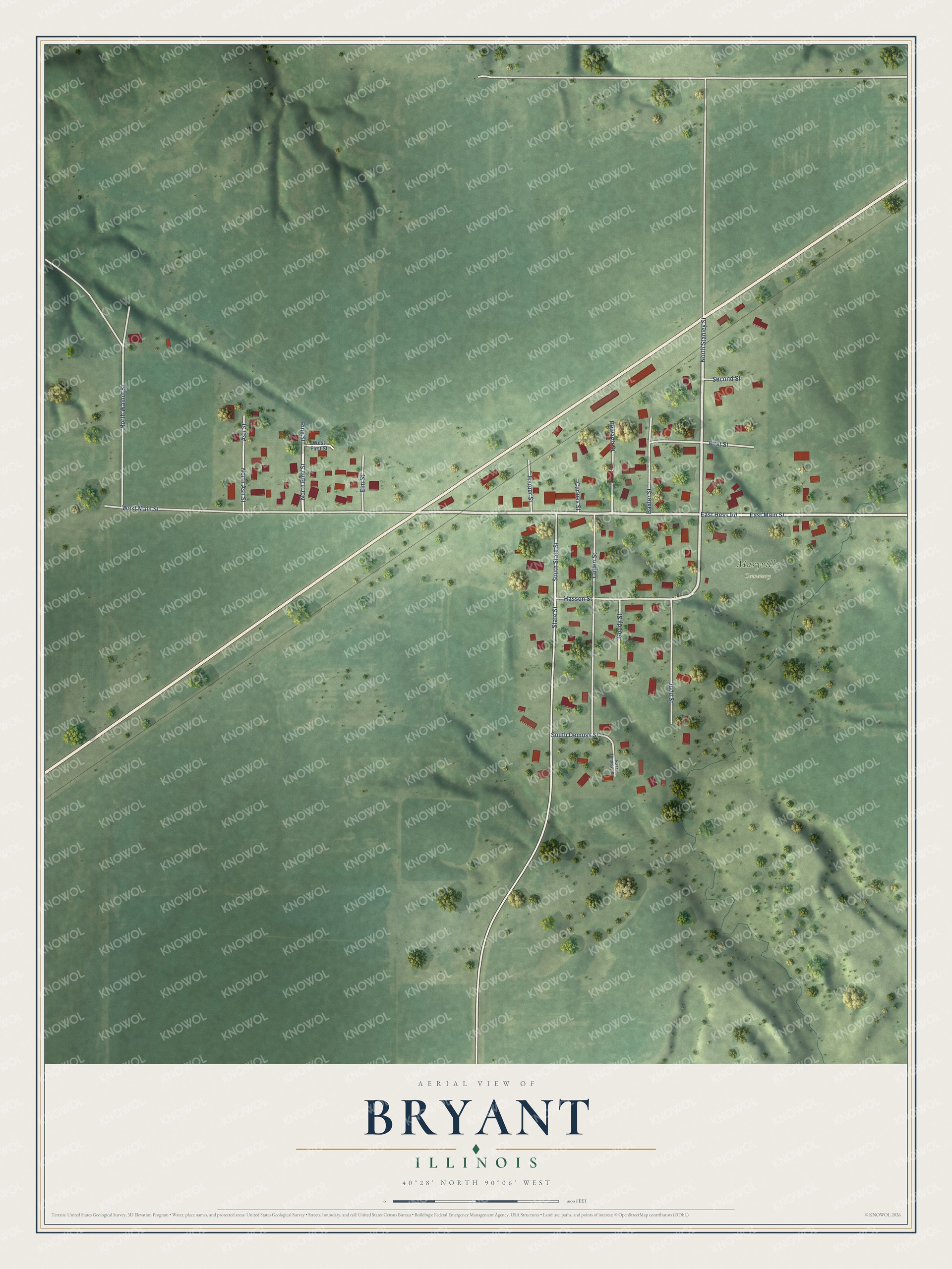 Watermarked full-map preview of Bryant, Illinois