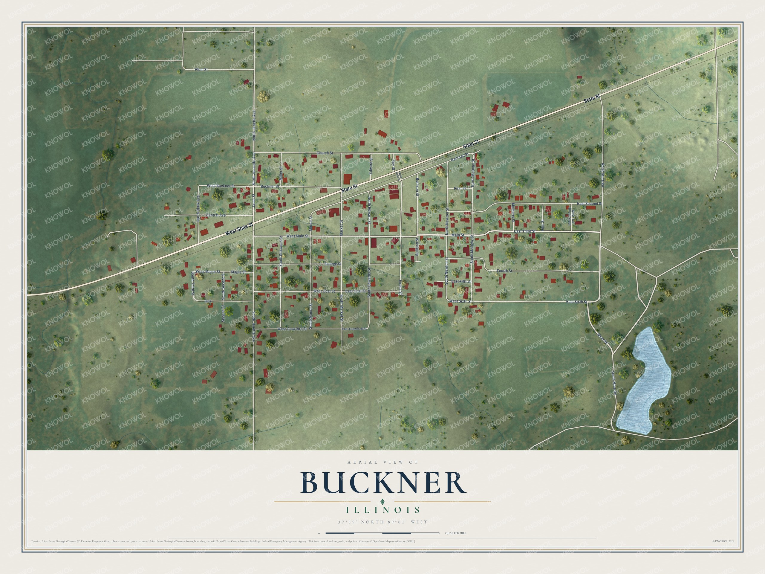 Watermarked full-map preview of Buckner, Illinois