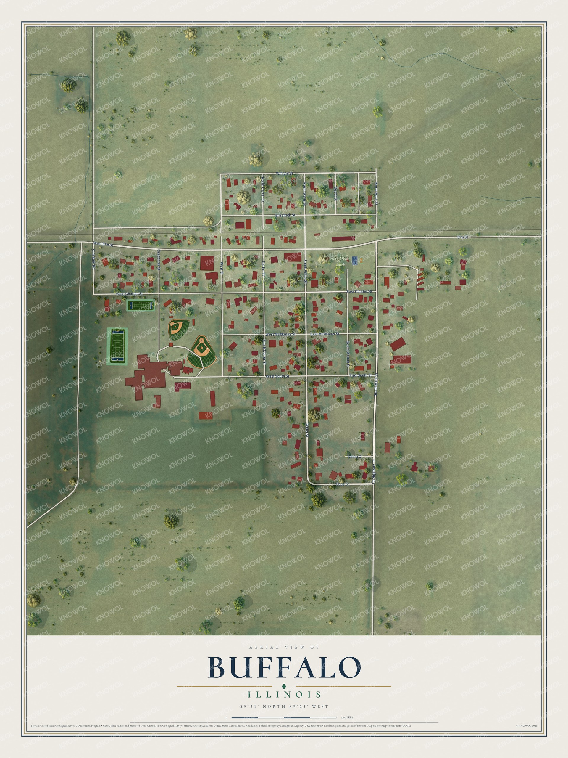 Watermarked full-map preview of Buffalo, Illinois