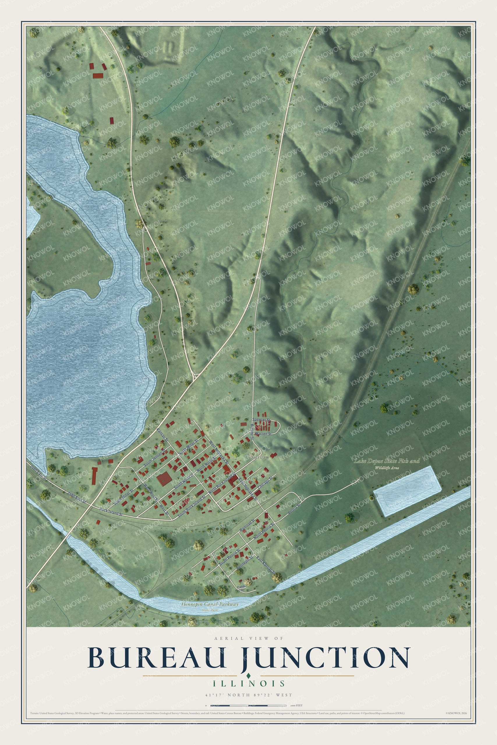 Watermarked full-map preview of Bureau Junction, Illinois