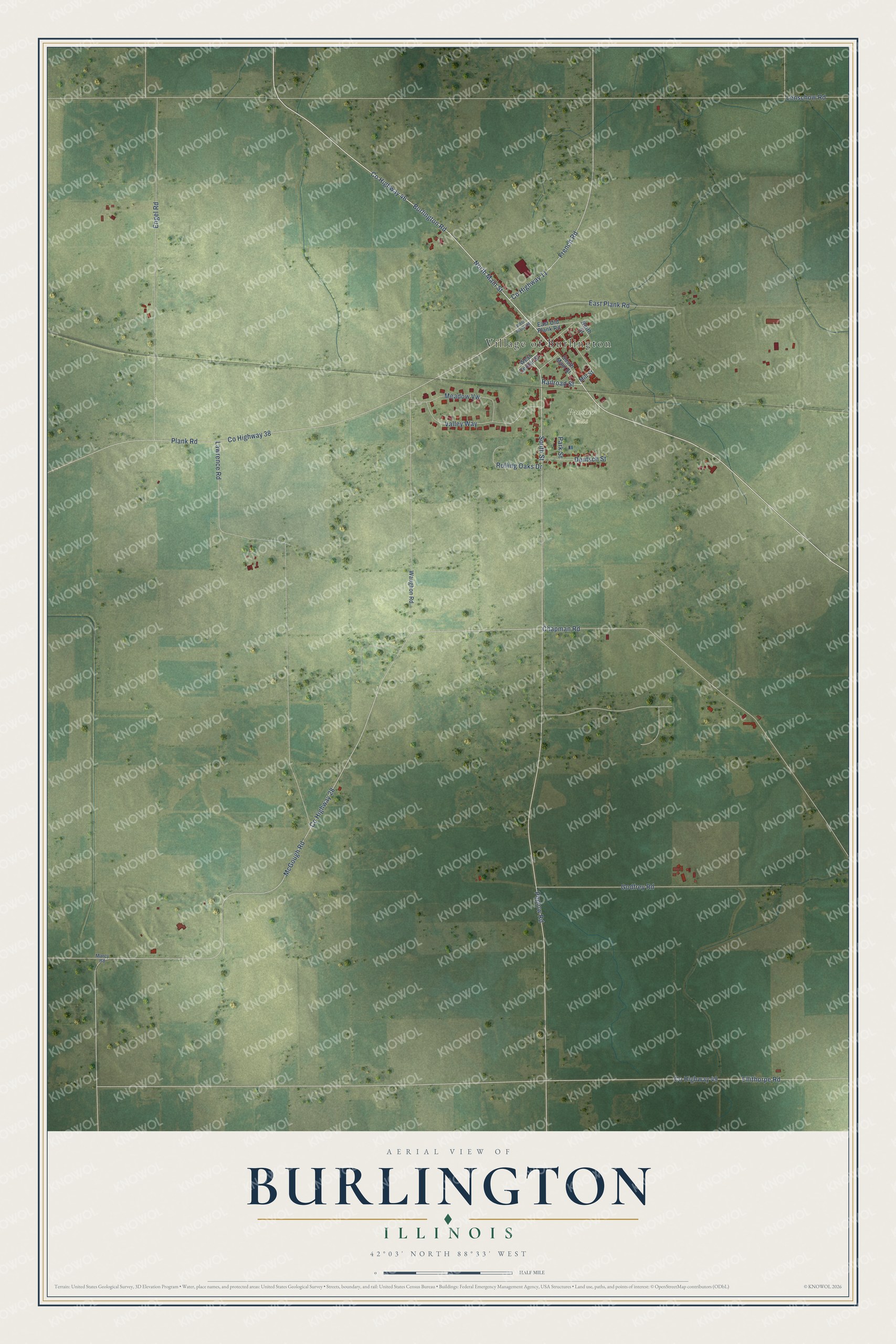 Watermarked full-map preview of Burlington, Illinois