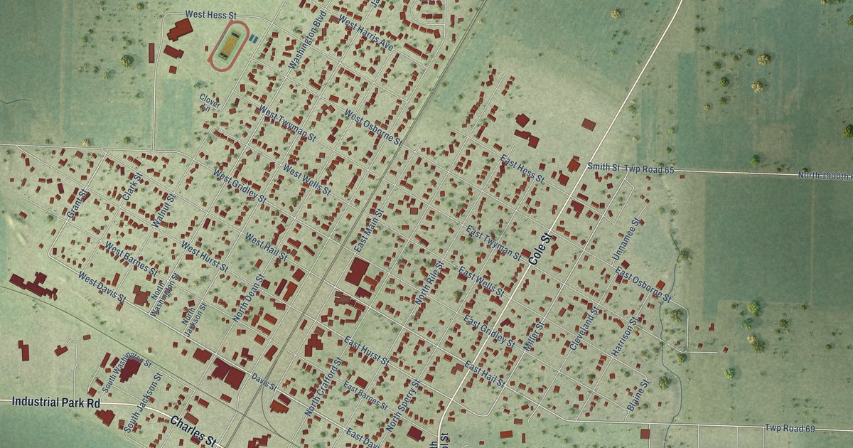 Map of Bushnell, Illinois in 2026