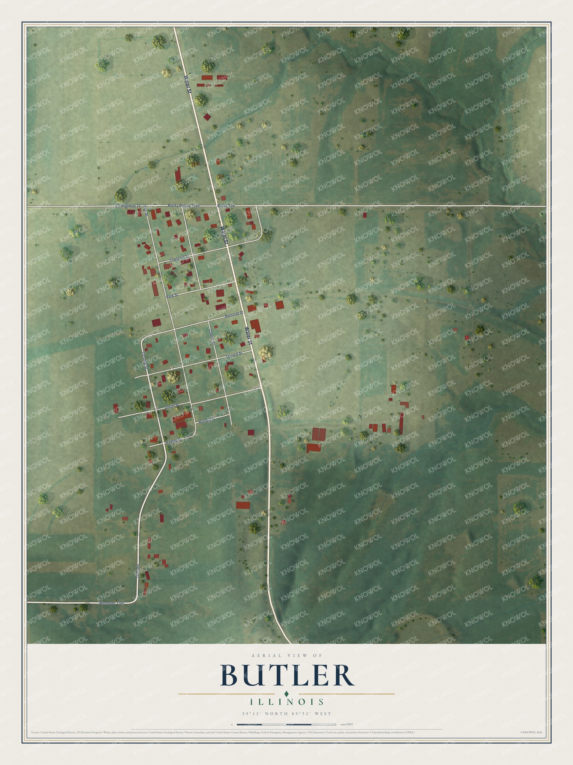 Watermarked full-map preview of Butler, Illinois
