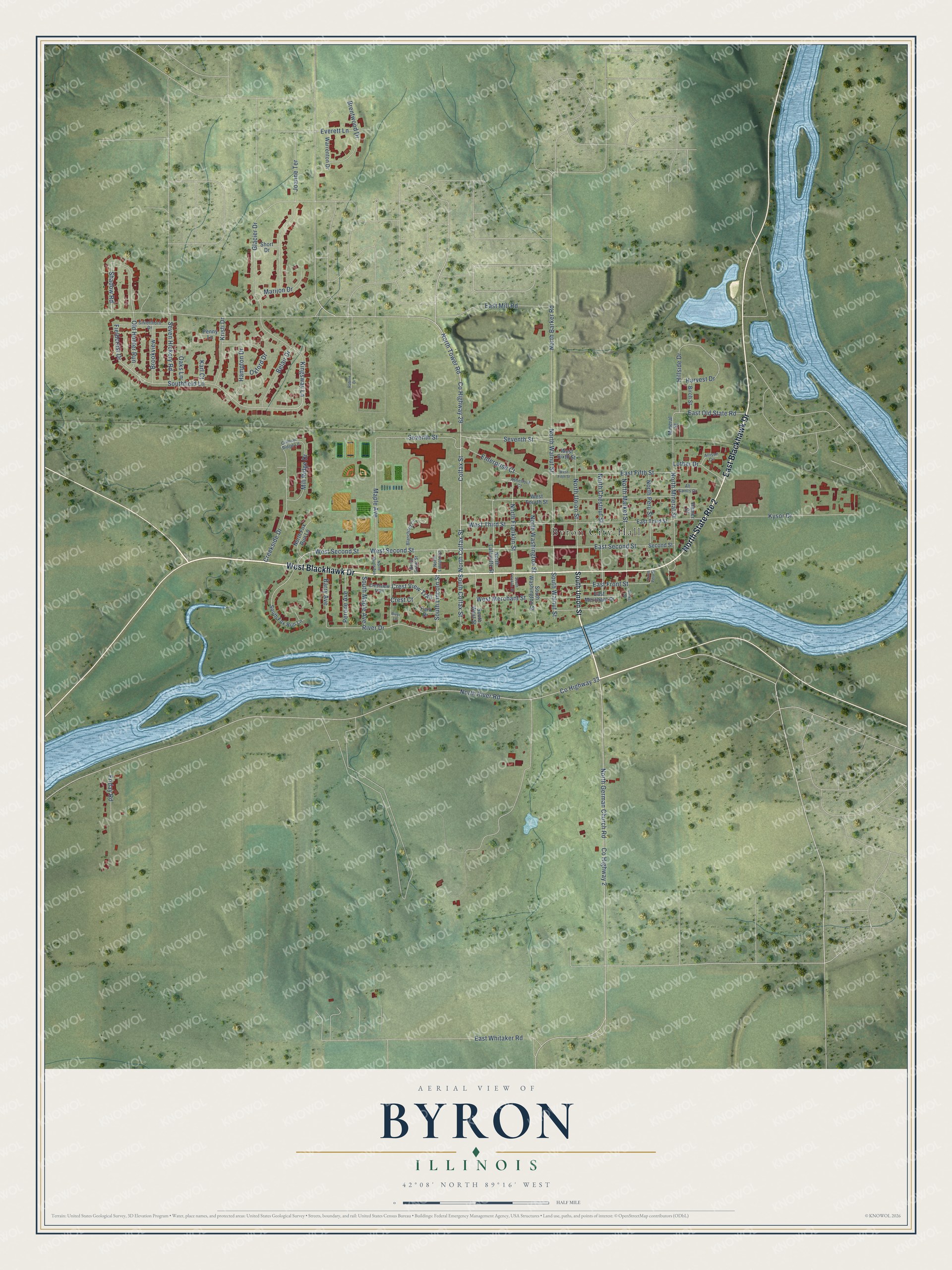 Watermarked full-map preview of Byron, Illinois