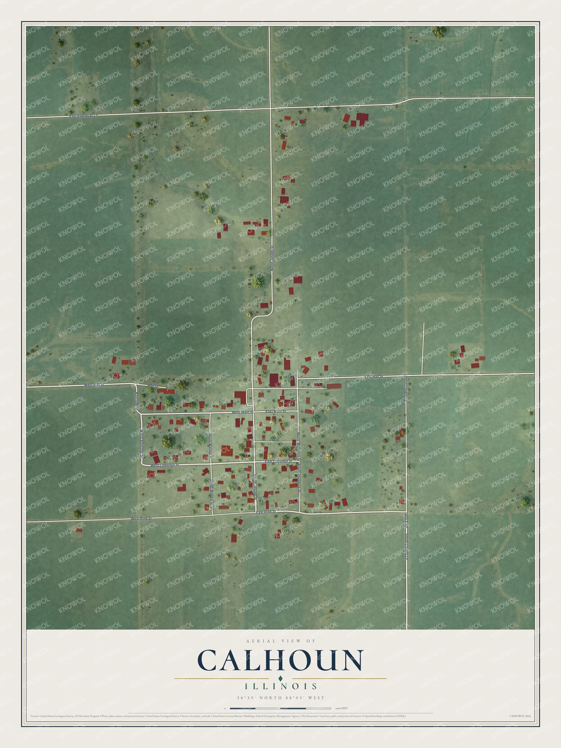 Watermarked full-map preview of Calhoun, Illinois