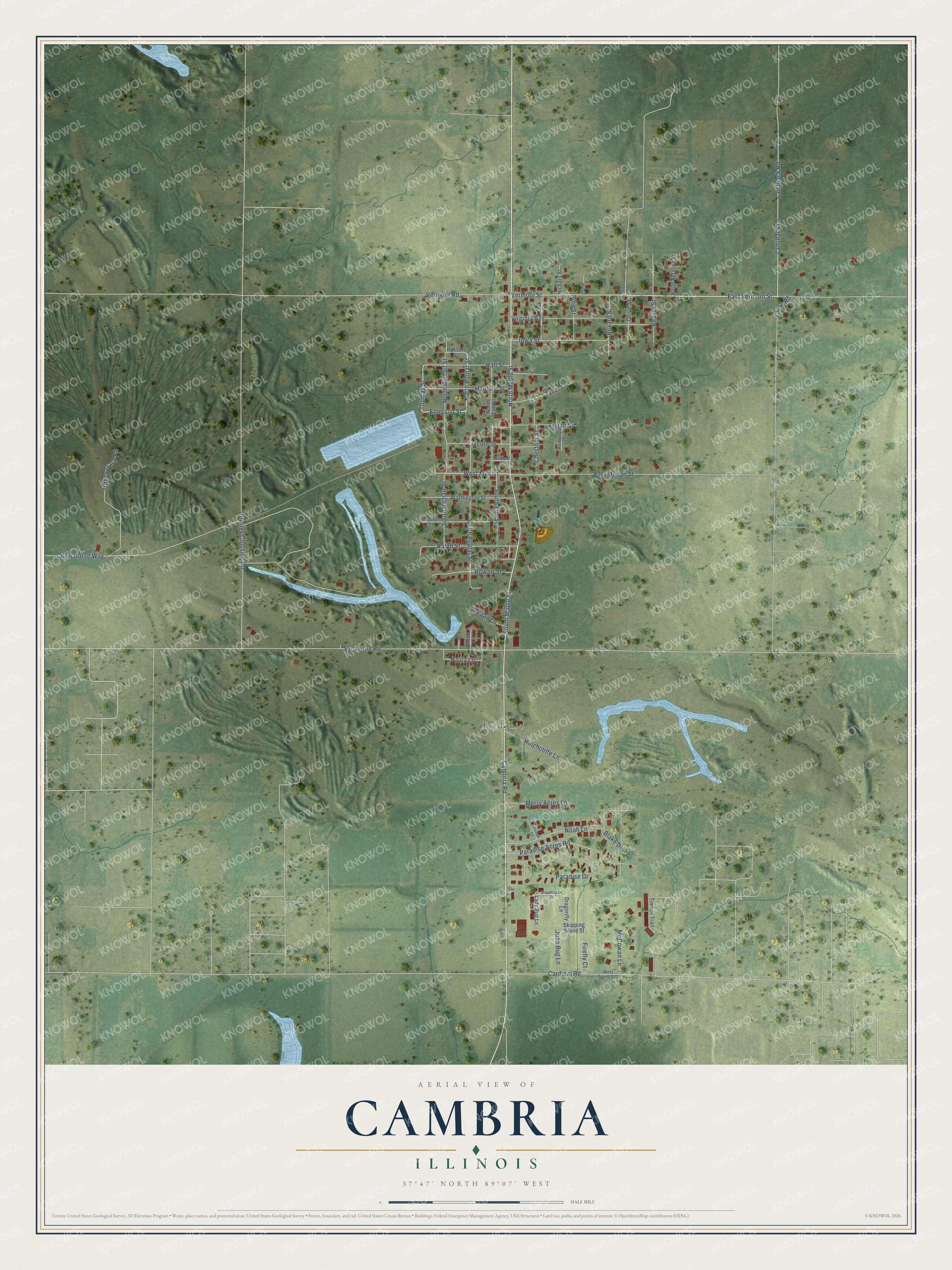 Watermarked full-map preview of Cambria, Illinois