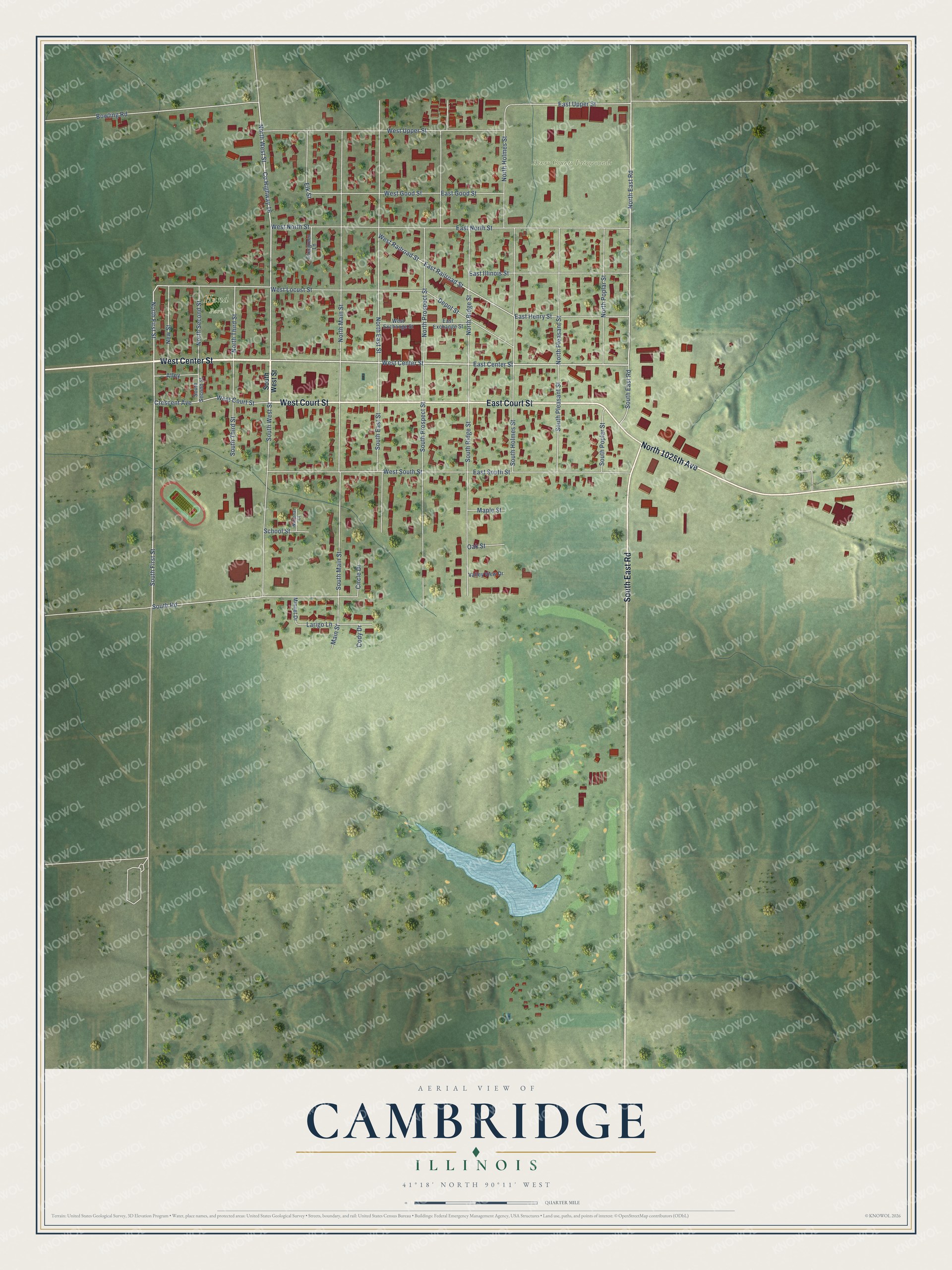 Watermarked full-map preview of Cambridge, Illinois