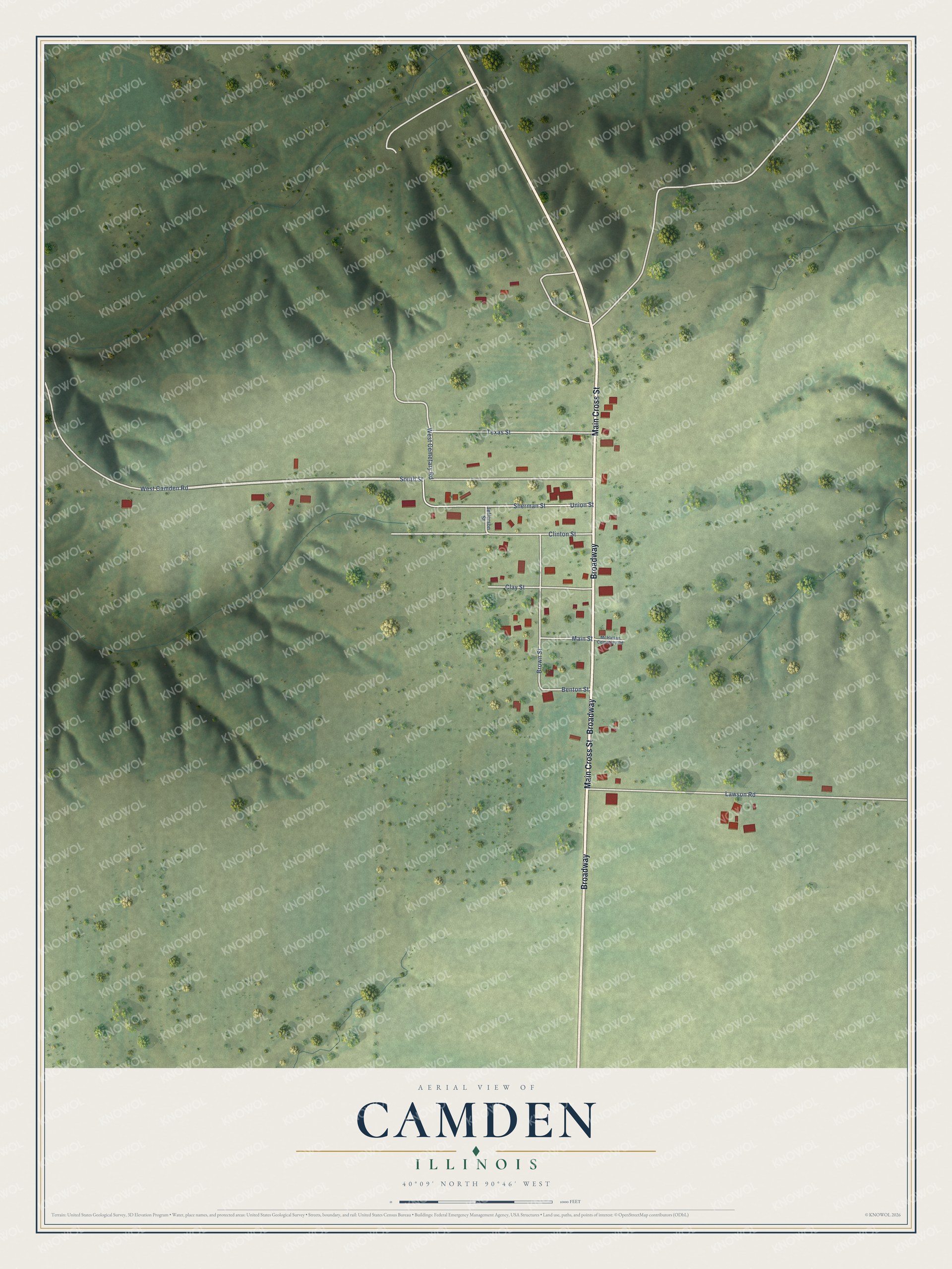 Watermarked full-map preview of Camden, Illinois