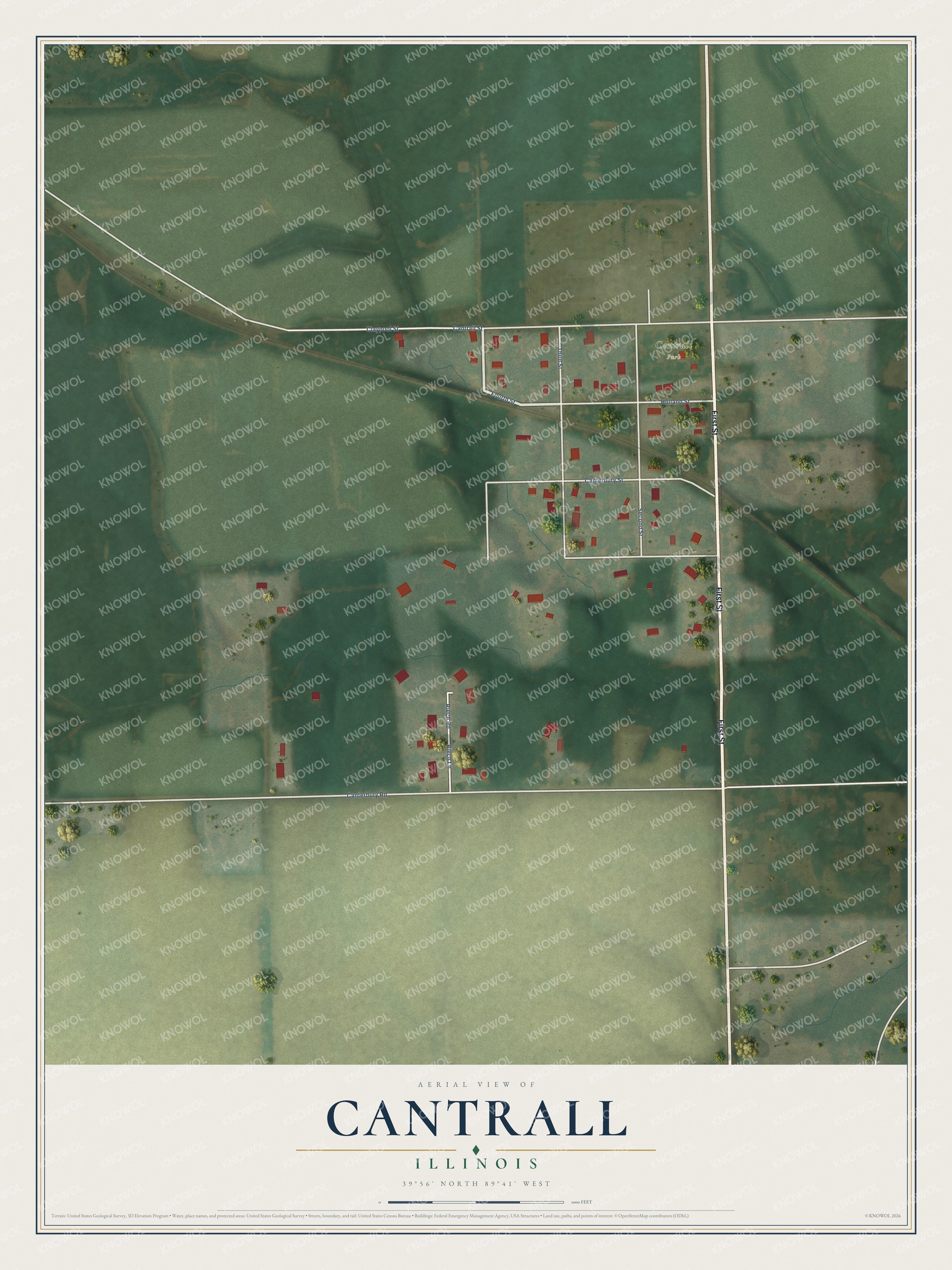 Watermarked full-map preview of Cantrall, Illinois