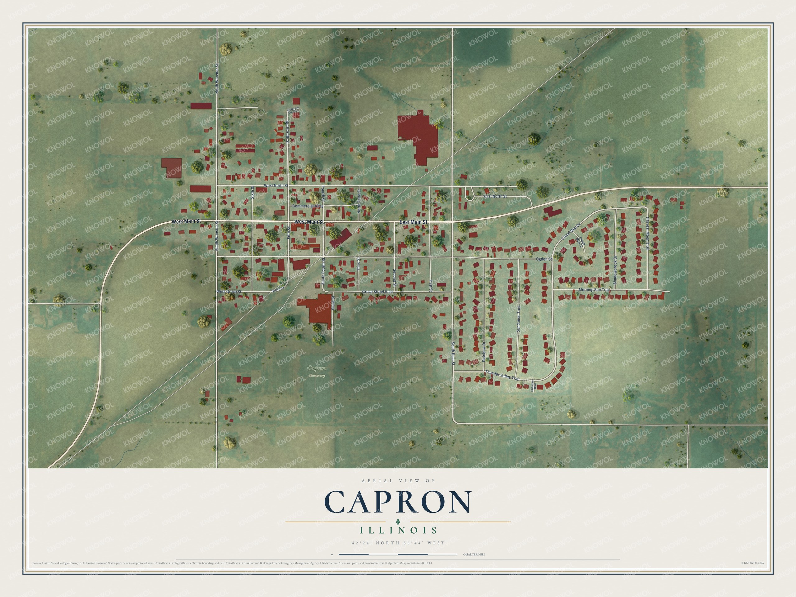 Watermarked full-map preview of Capron, Illinois