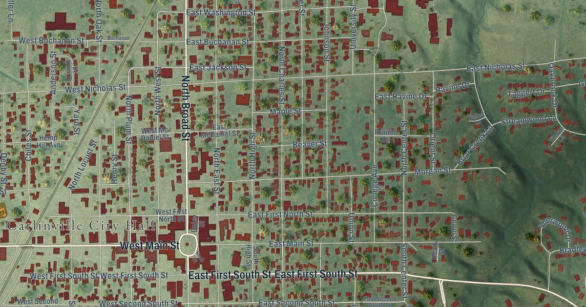 Map of Carlinville, Illinois in 2026