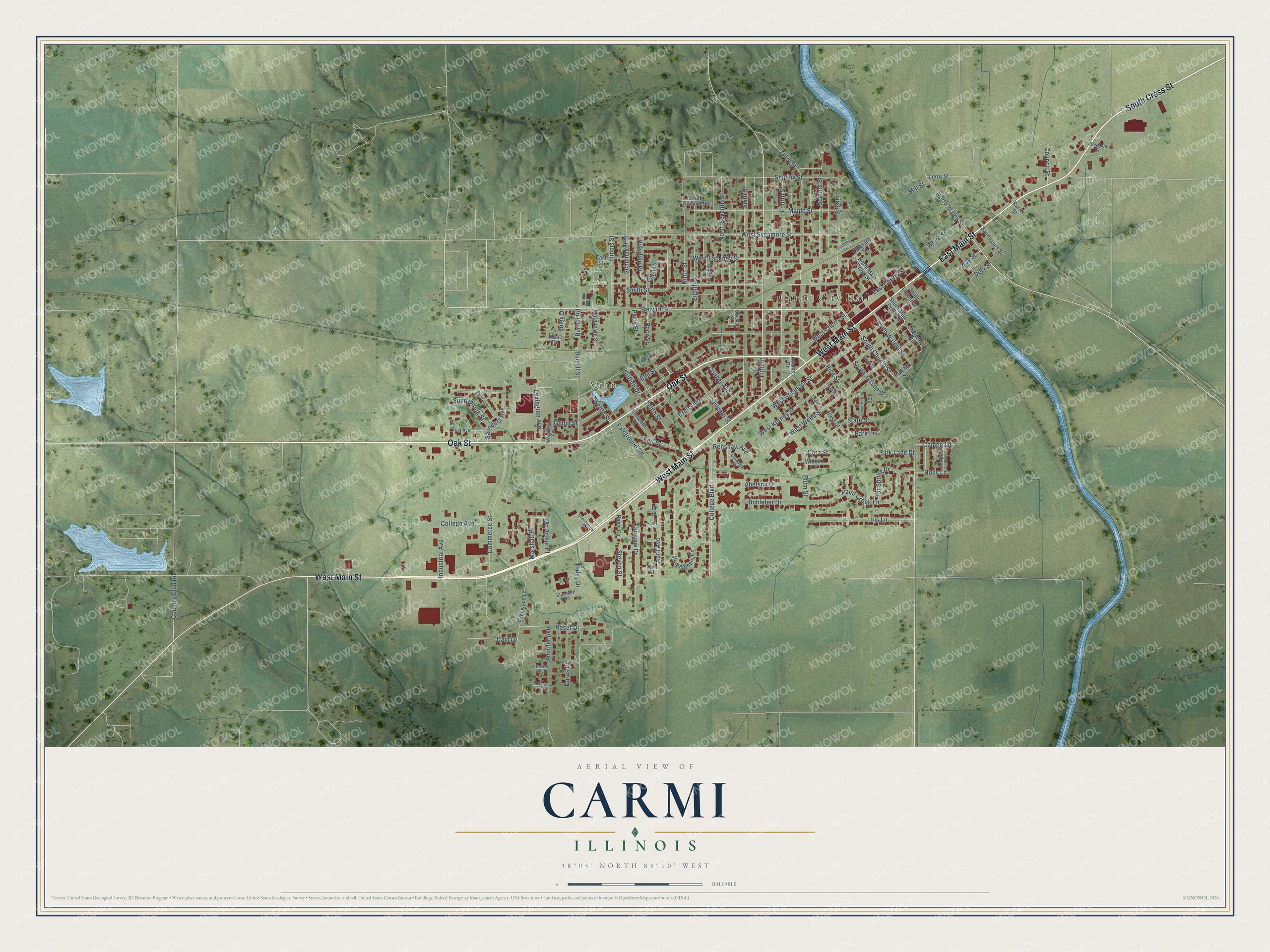 Watermarked full-map preview of Carmi, Illinois