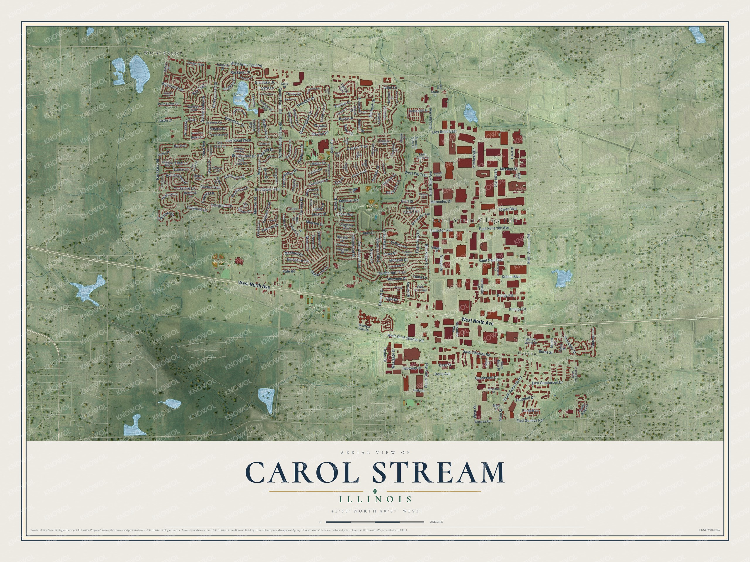 Watermarked full-map preview of Carol Stream, Illinois