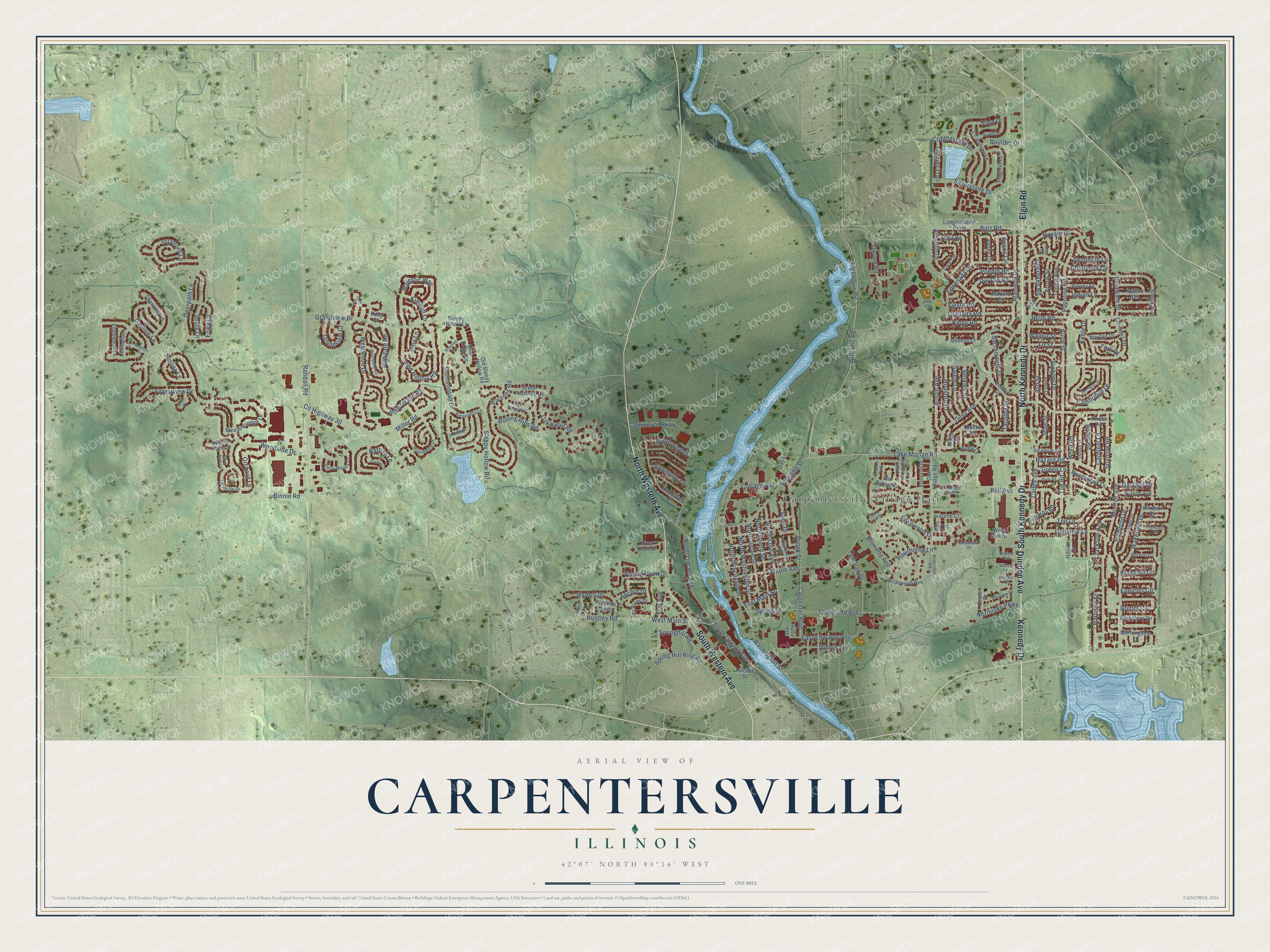 Watermarked full-map preview of Carpentersville, Illinois