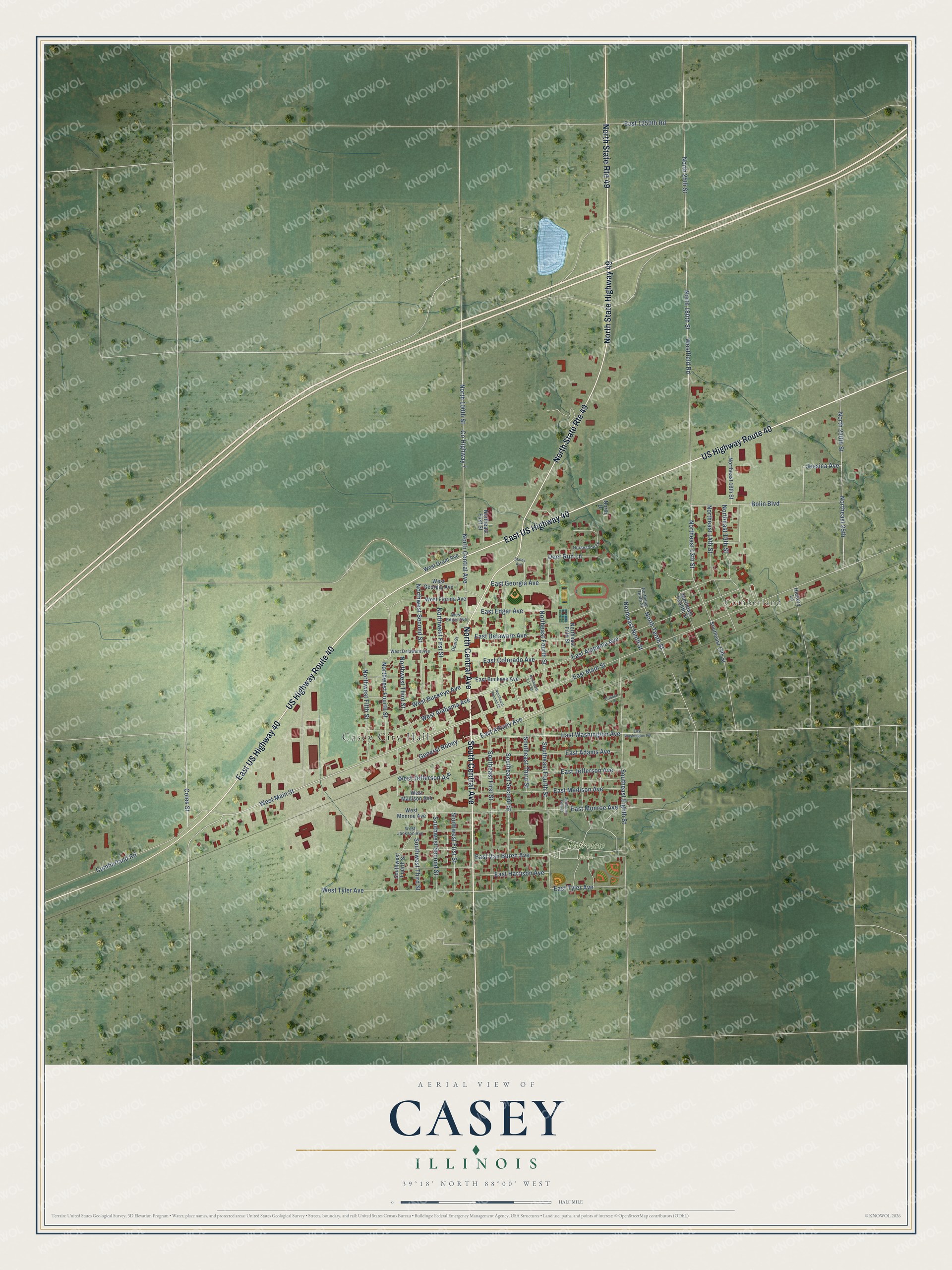 Watermarked full-map preview of Casey, Illinois