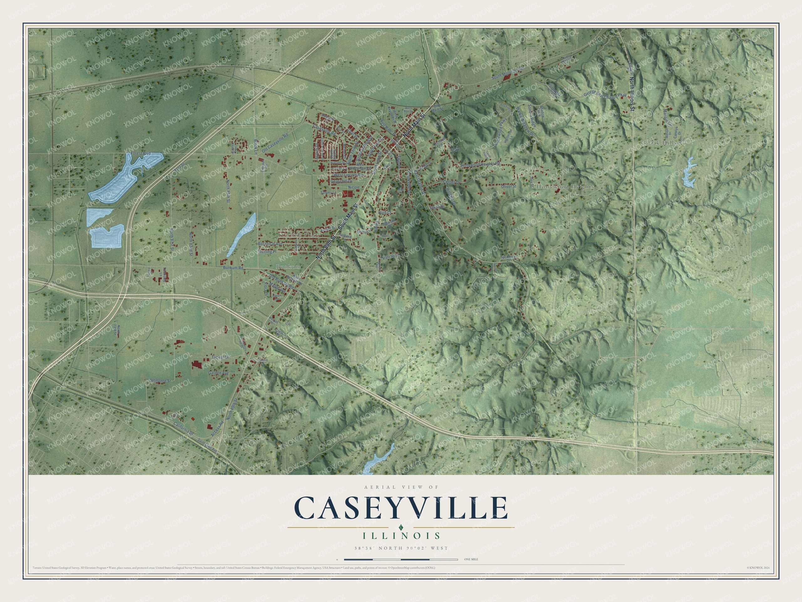 Watermarked full-map preview of Caseyville, Illinois