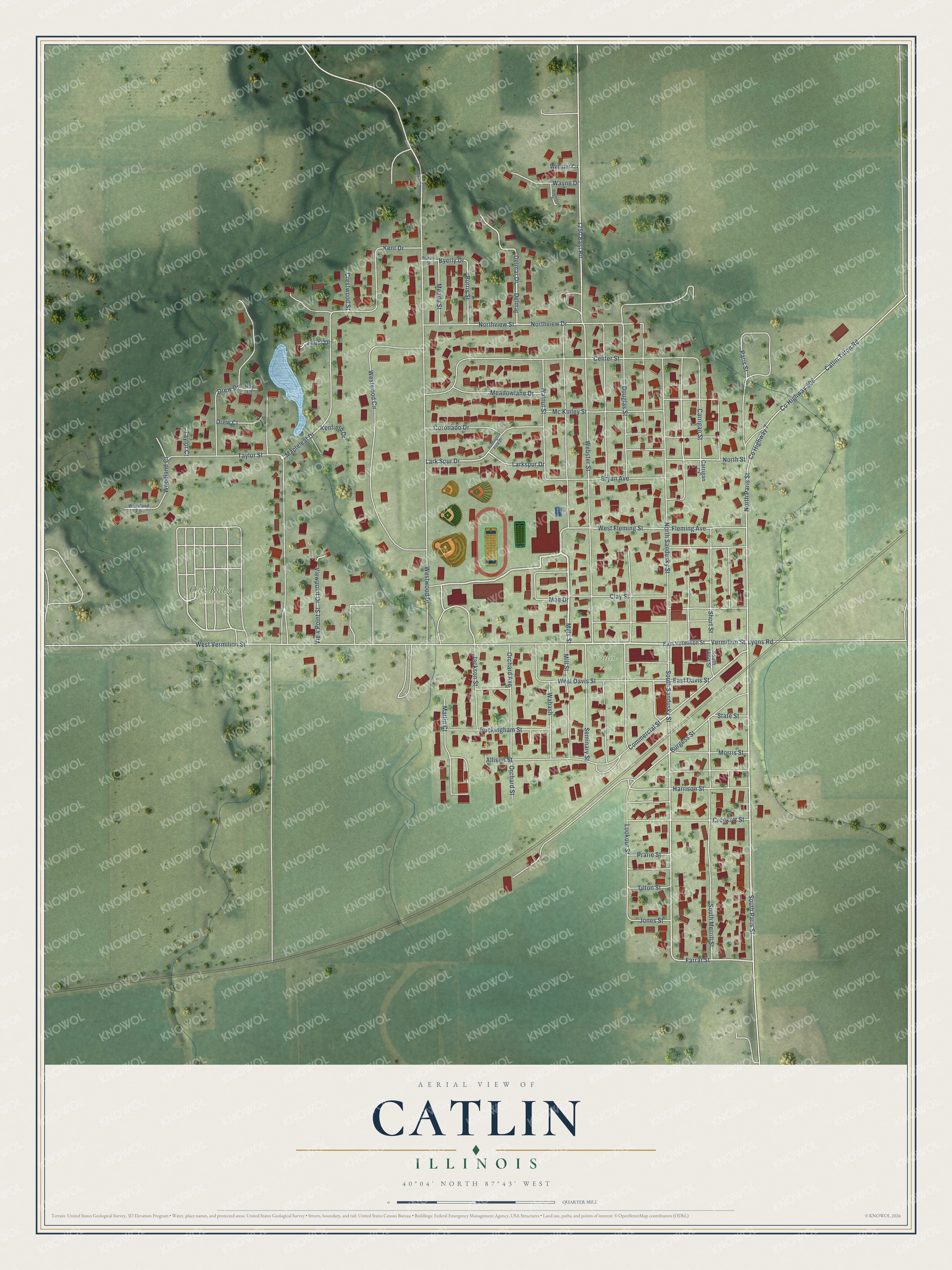 Watermarked full-map preview of Catlin, Illinois