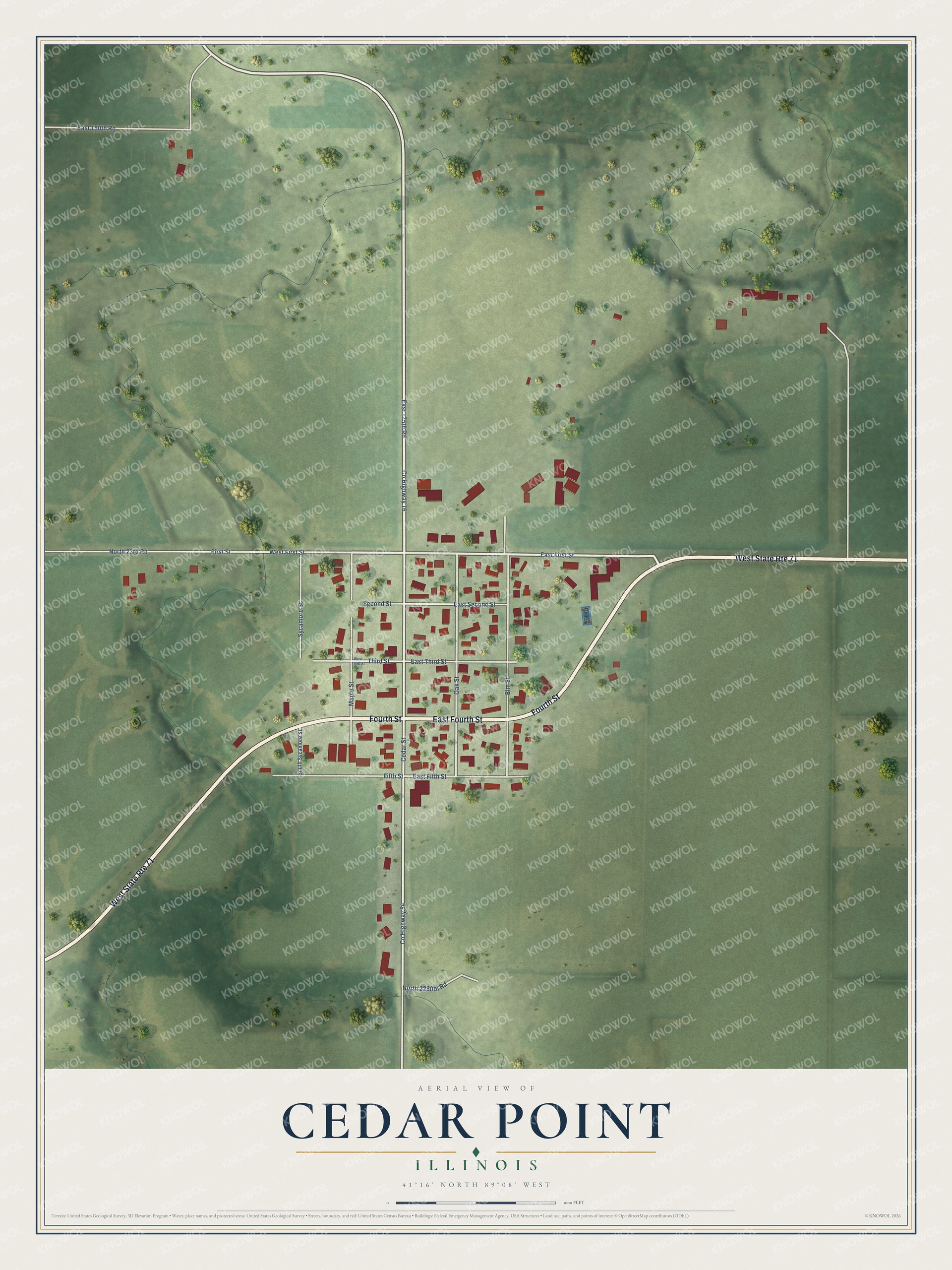 Watermarked full-map preview of Cedar Point, Illinois