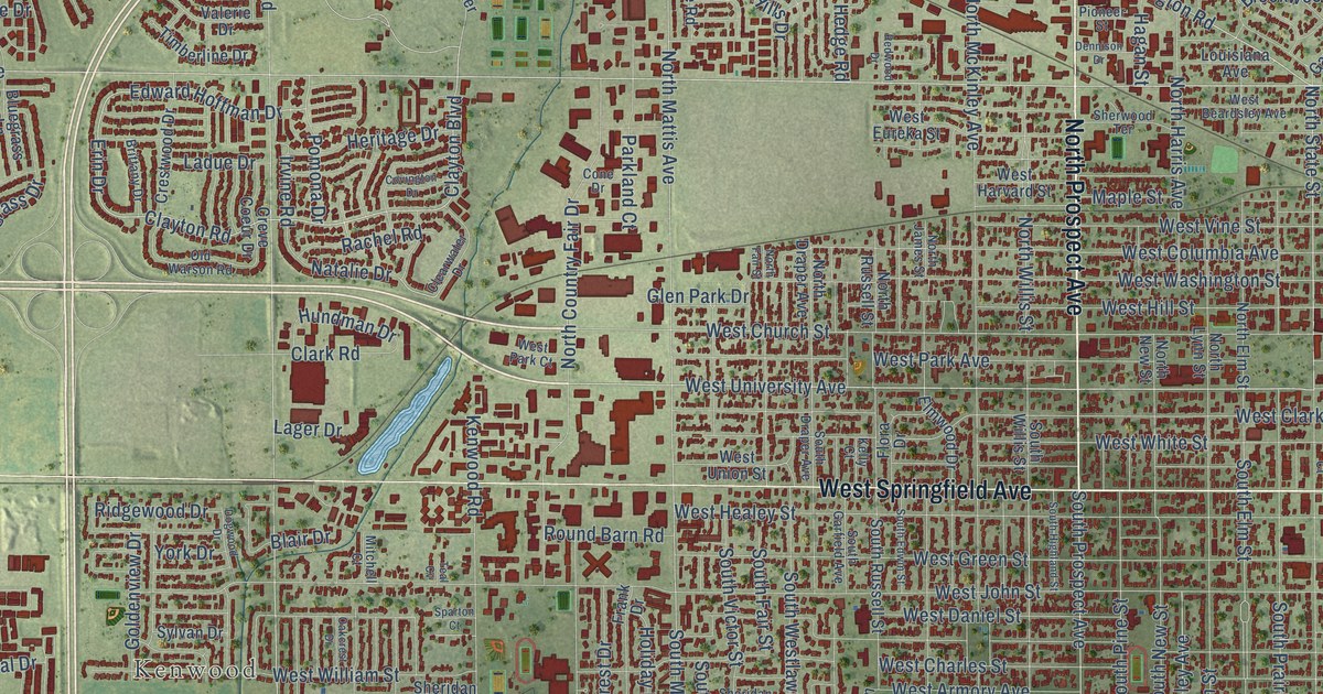 Map of Champaign, Illinois in 2026