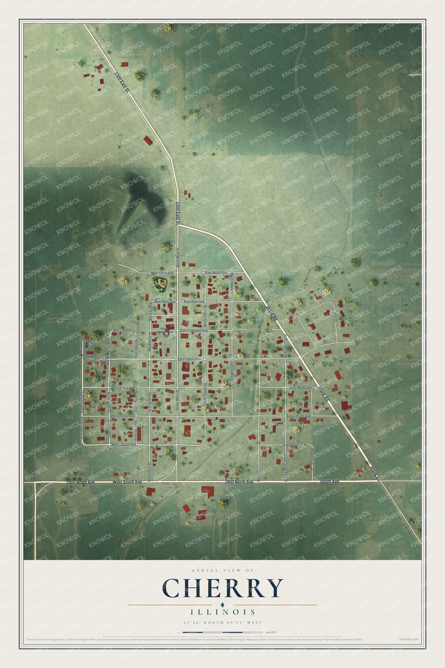Watermarked full-map preview of Cherry, Illinois