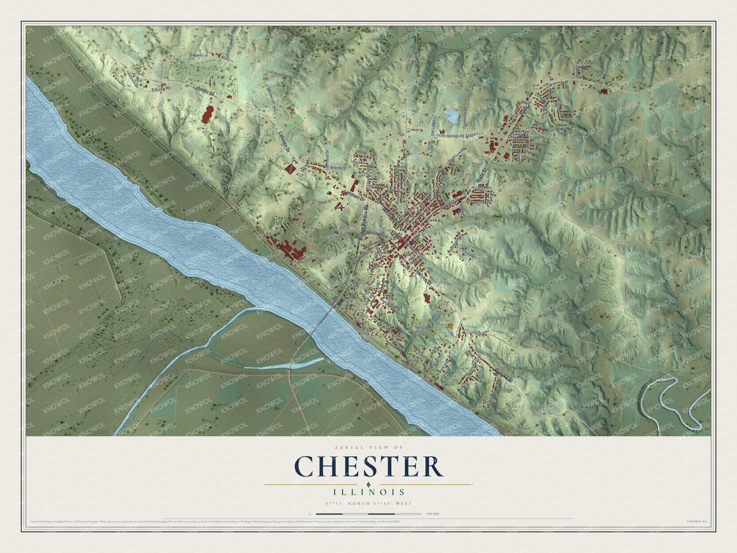 Watermarked full-map preview of Chester, Illinois