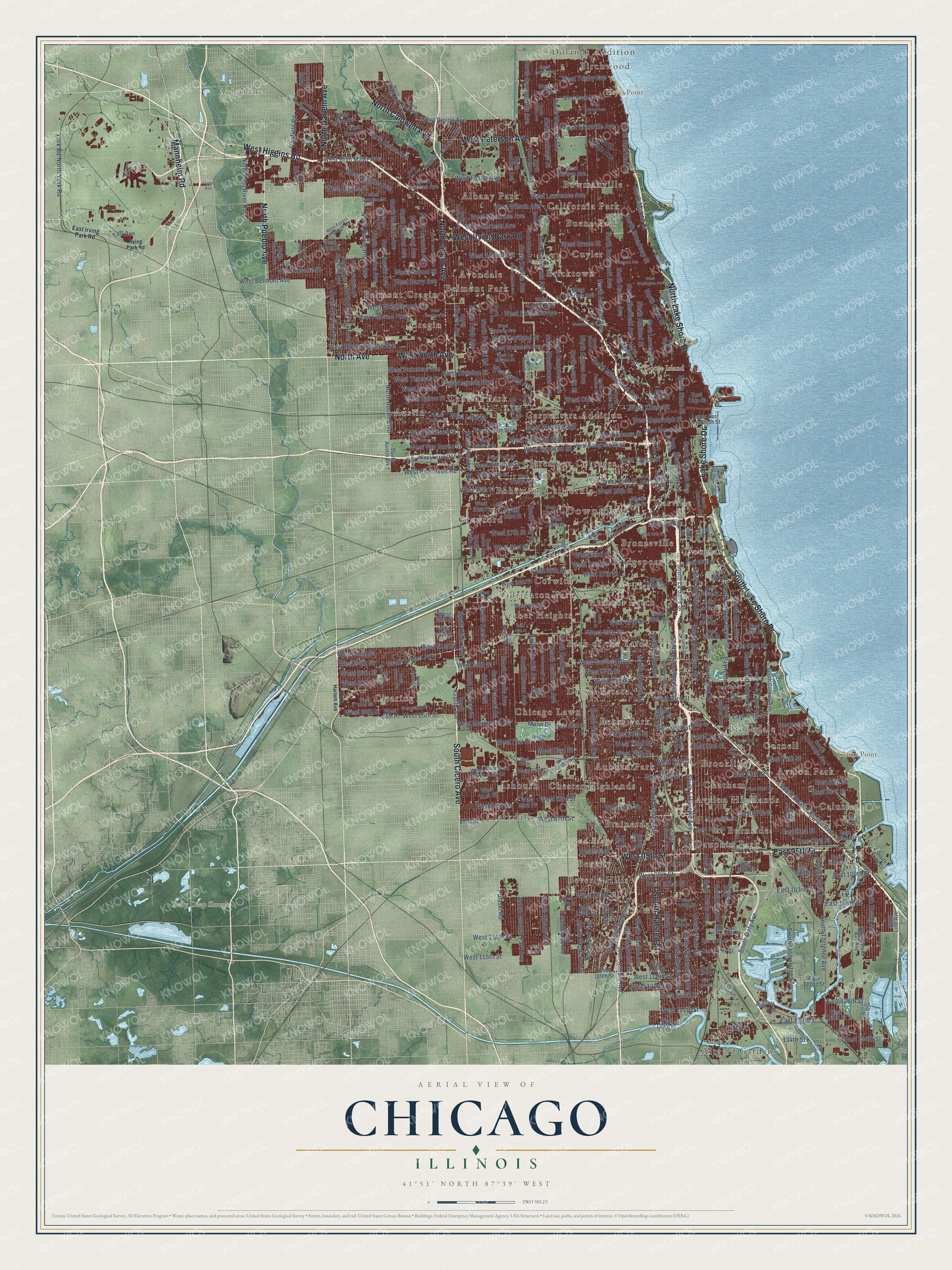 Watermarked full-map preview of Chicago, Illinois