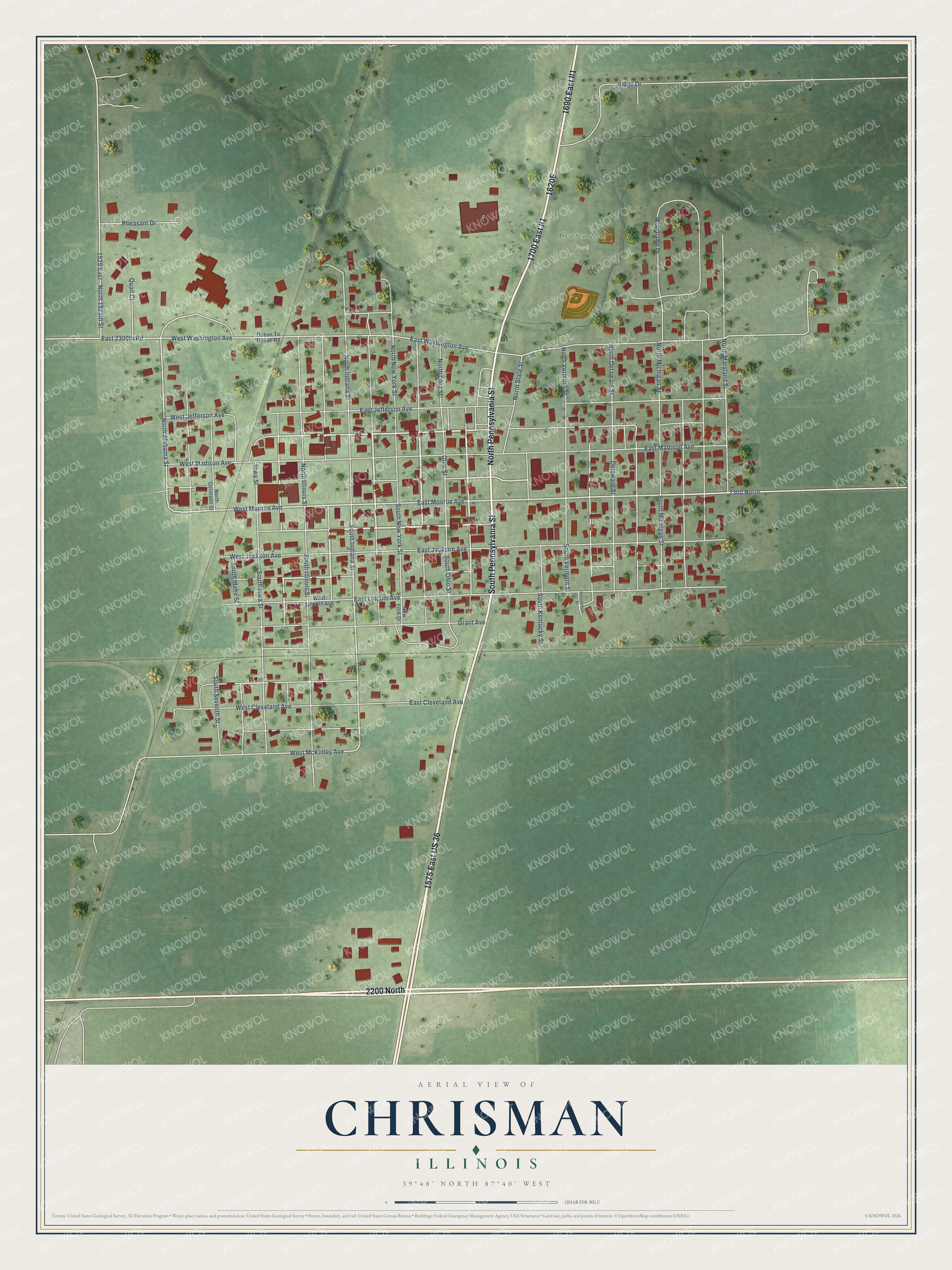 Watermarked full-map preview of Chrisman, Illinois