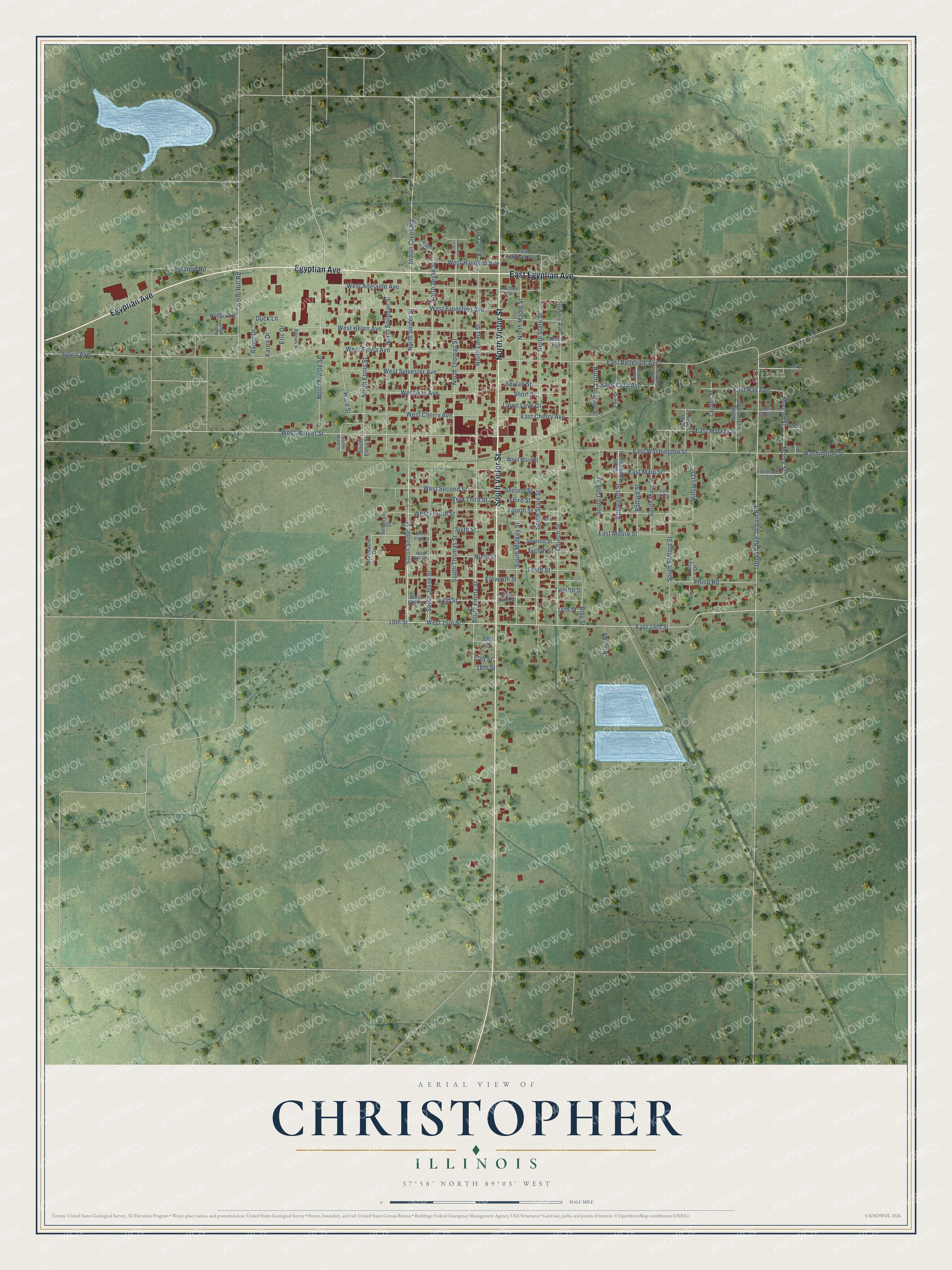 Watermarked full-map preview of Christopher, Illinois